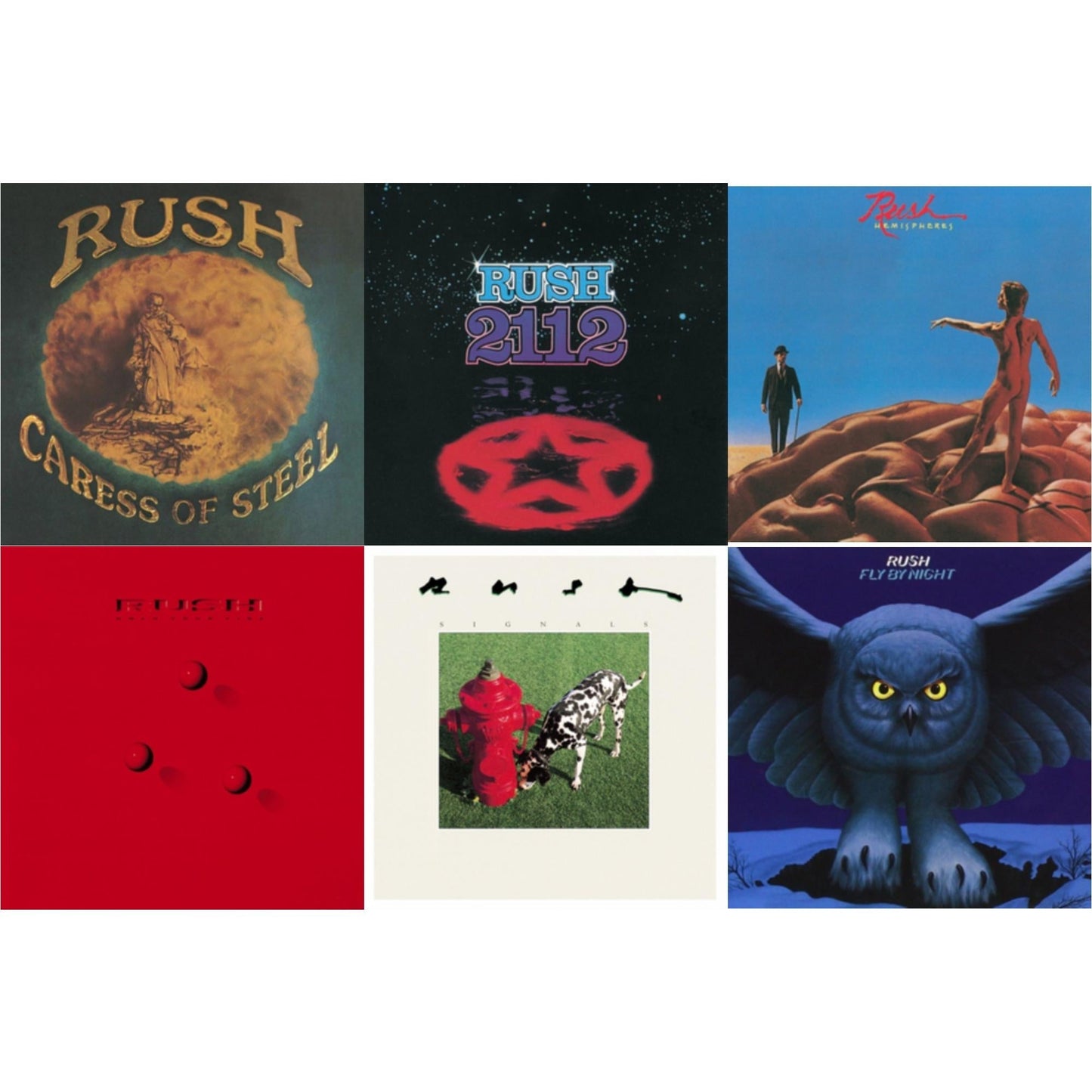 Rush - Fly By Night (180G) & Caress Of Steel (180G/Dl Card) & 2112 (180G) & Hemispheres (180G) & Signals (180G) & Hold Your Fire (180G) - LP Vinyl Bundle