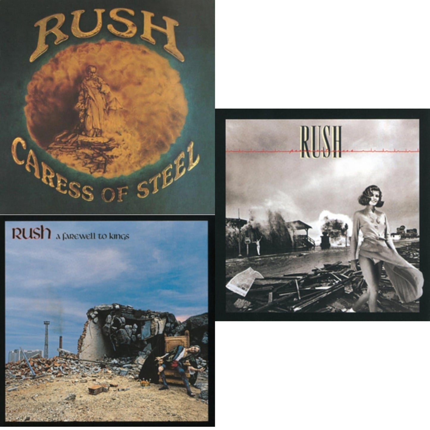 Rush - Caress Of Steel (180G/Dl Card) & Farewell To Kings (180G) & Permanent Waves (180G) - LP Vinyl Bundle