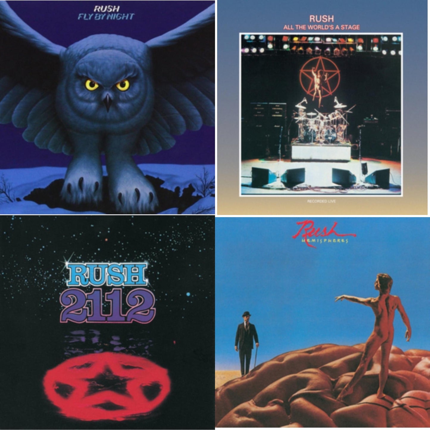 Rush - Fly By Night (180G) & All The World's A Stage (180G) & 2112 (180G) & Hemispheres (180G) - LP Vinyl Bundle