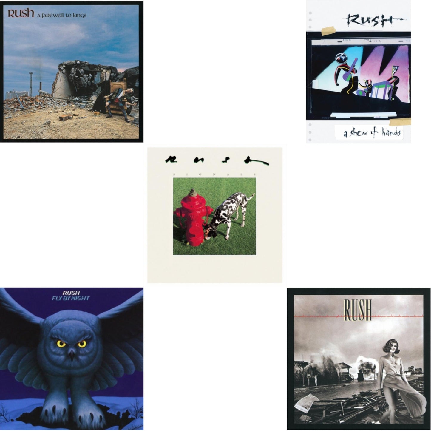 Rush - Fly By Night (180G) & Farewell To Kings (180G) & Permanent Waves (180G) & Signals (180G) & Show Of Hands (180G) - LP Vinyl Bundle