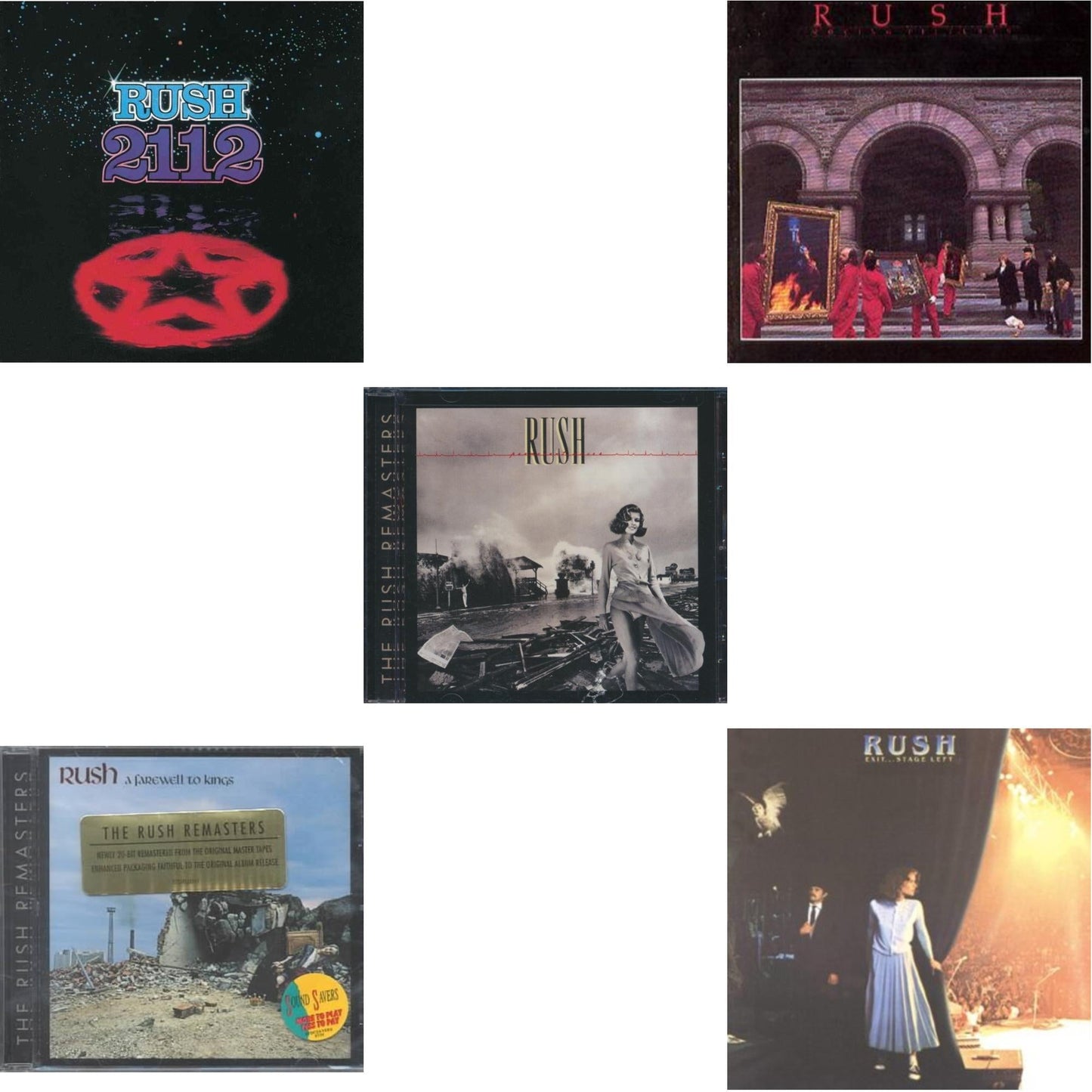 Rush - 2112 & Farewell To Kings & Permanent Waves & Moving Pictures (Remastered) & Exit Stage Left - CD Bundle
