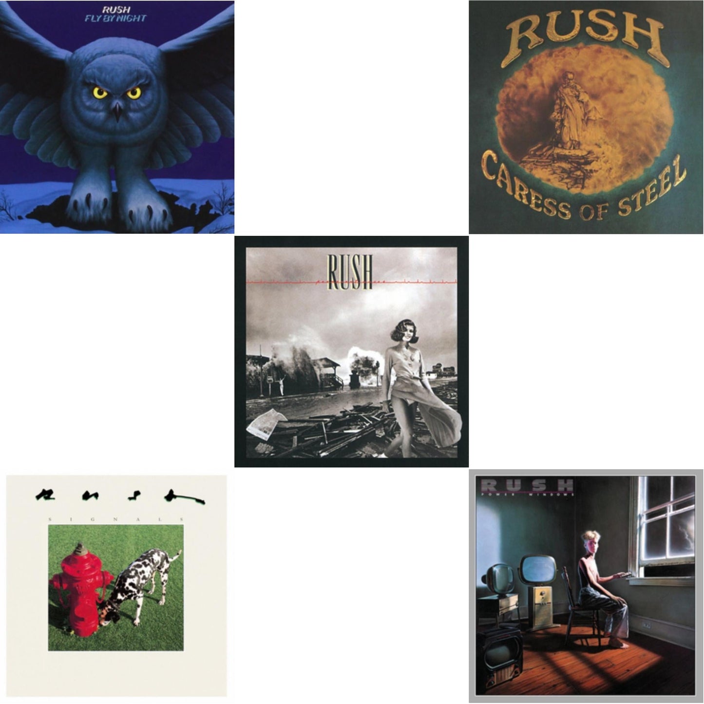 Rush - Fly By Night (180G) & Caress Of Steel (180G/Dl Card) & Permanent Waves (180G) & Signals (180G) & Power Windows (180G) - LP Vinyl Bundle