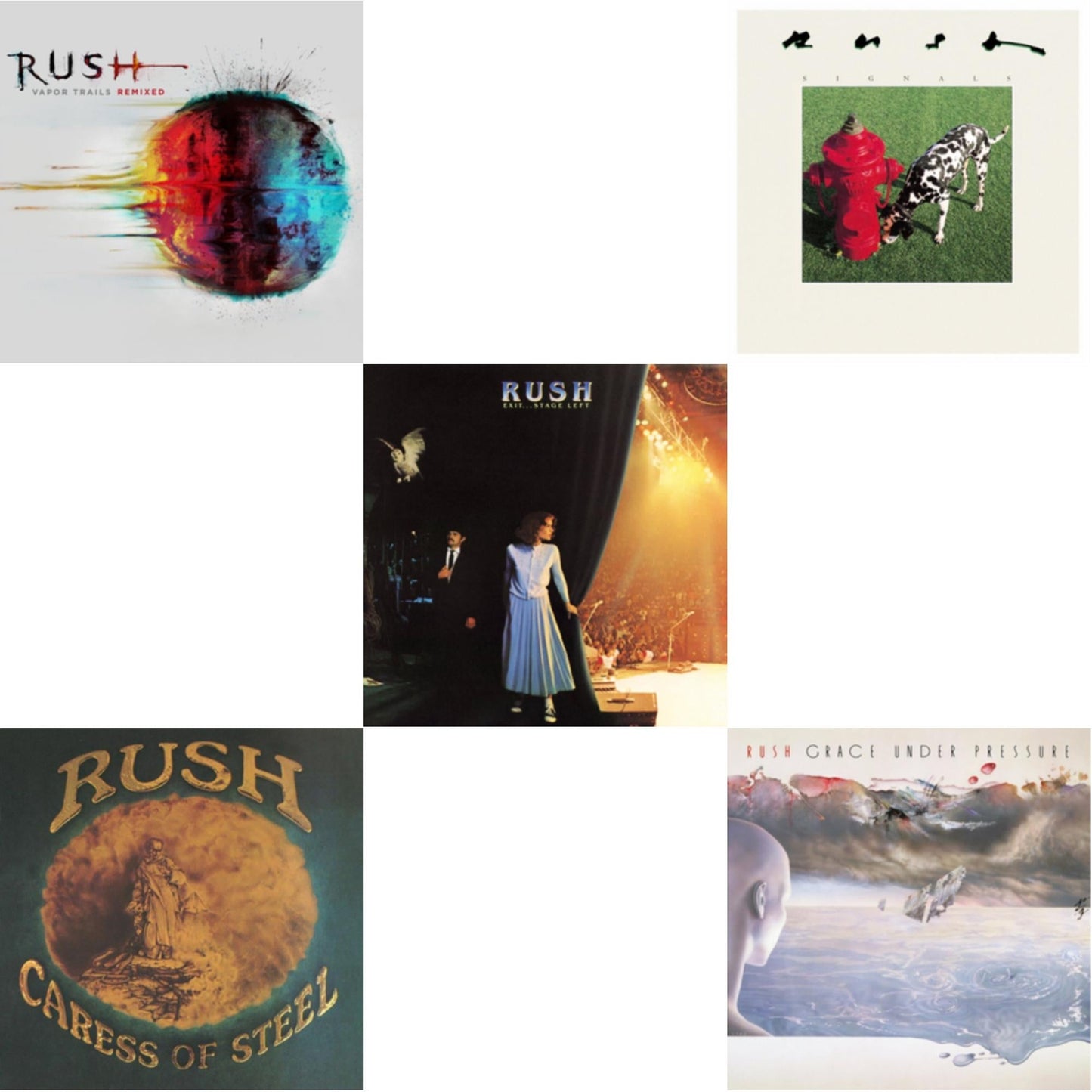Rush - Vapor Trails (Remixed) & Caress Of Steel (180G/Dl Card) & Exit Stage Left (180G) & Signals (180G) & Grace Under Pressure (180G) - LP Vinyl Bundle