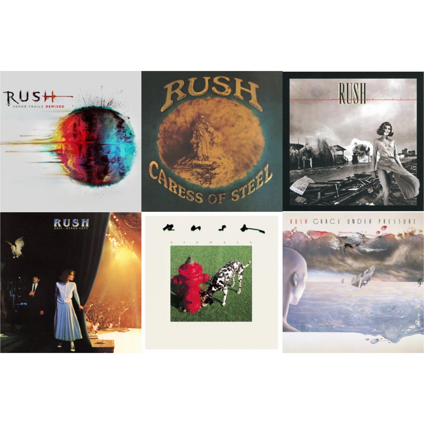 Rush - Vapor Trails (Remixed) & Caress Of Steel (180G/Dl Card) & Permanent Waves (180G) & Exit Stage Left (180G) & Signals (180G) & Grace Under Pressure (180G) - LP Vinyl Bundle