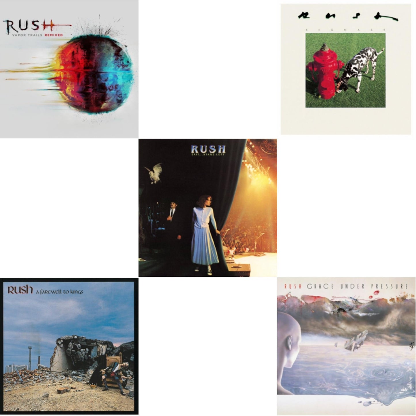 Rush - Vapor Trails (Remixed) & Farewell To Kings (180G) & Exit Stage Left (180G) & Signals (180G) & Grace Under Pressure (180G) - LP Vinyl Bundle