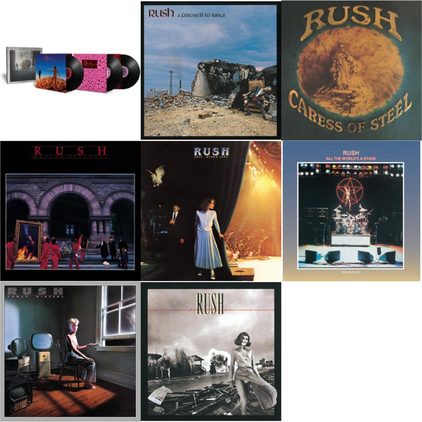 Rush - Hemispheres (40Th Anniversary/3 LP) & Farewell To Kings (180G) & Caress Of Steel (180G/Dl Card) & Moving Pictures (180G LP Vinyl/Dl Card) & Exit Stage Left (180G) & All The World's A Stage (180G) & Power Windows (180G) & Permanent Waves (180G)