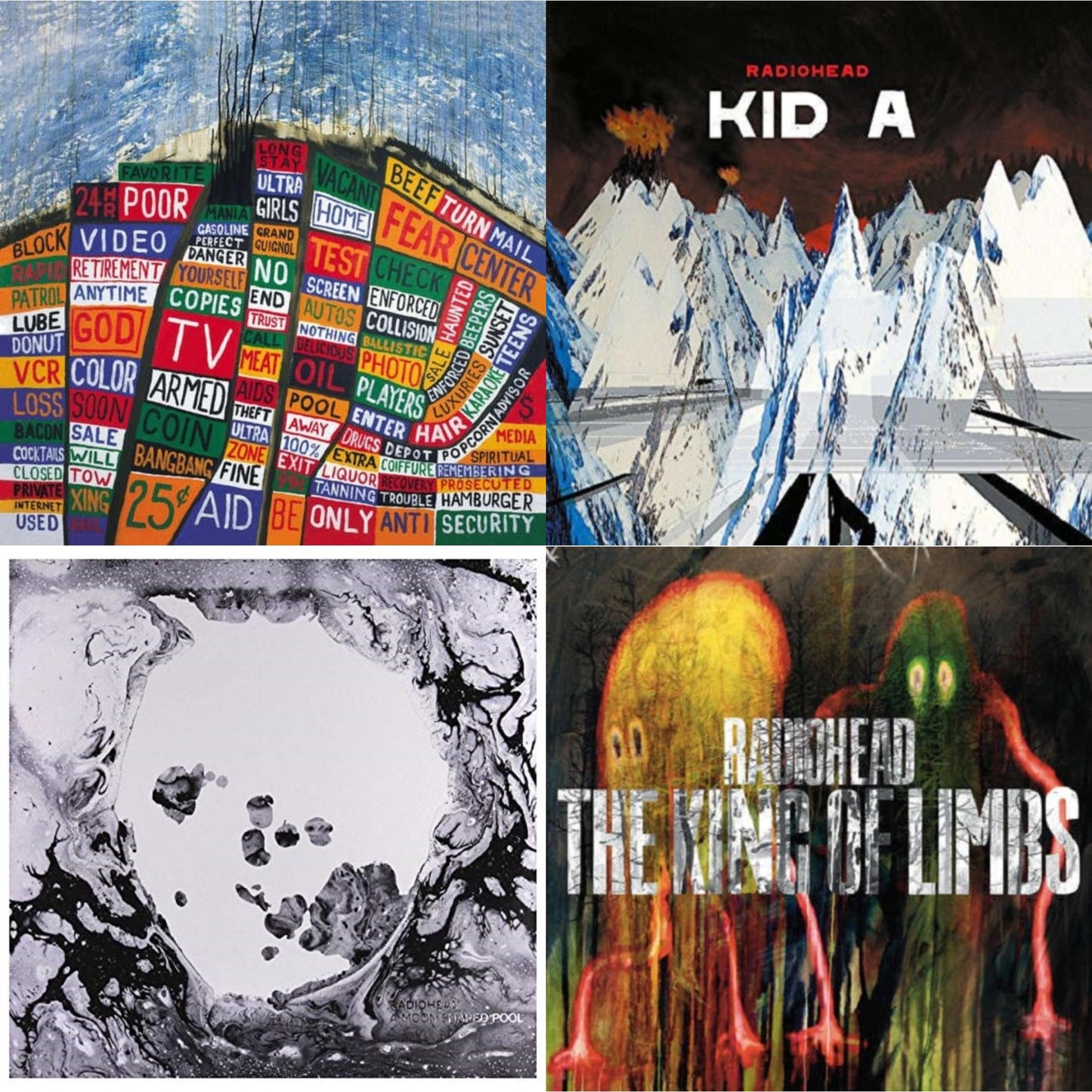 Radiohead - Kid A (2LP/180G) & Hail To The Thief (2LP/45 RPM/180G) & King Of Limbs (180G) & Moon Shaped Pool (Foil Gatefold Cover)