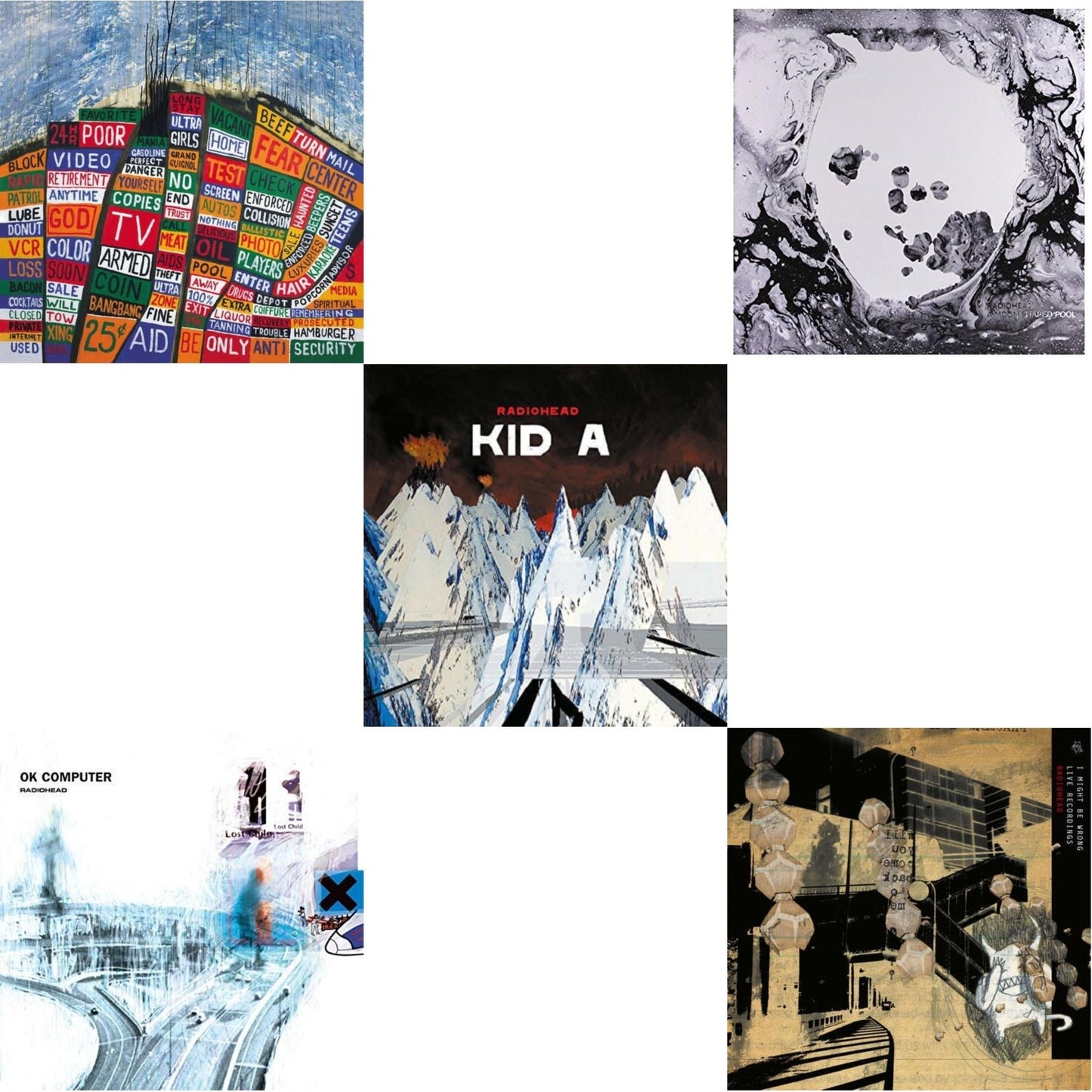 Radiohead - Ok Computer (2LP/180G) & Kid A (2LP/180G) & I Might Be Wrong & Hail To The Thief (2LP/45 RPM/180G) & Moon Shaped Pool (Foil Gatefold Cover)