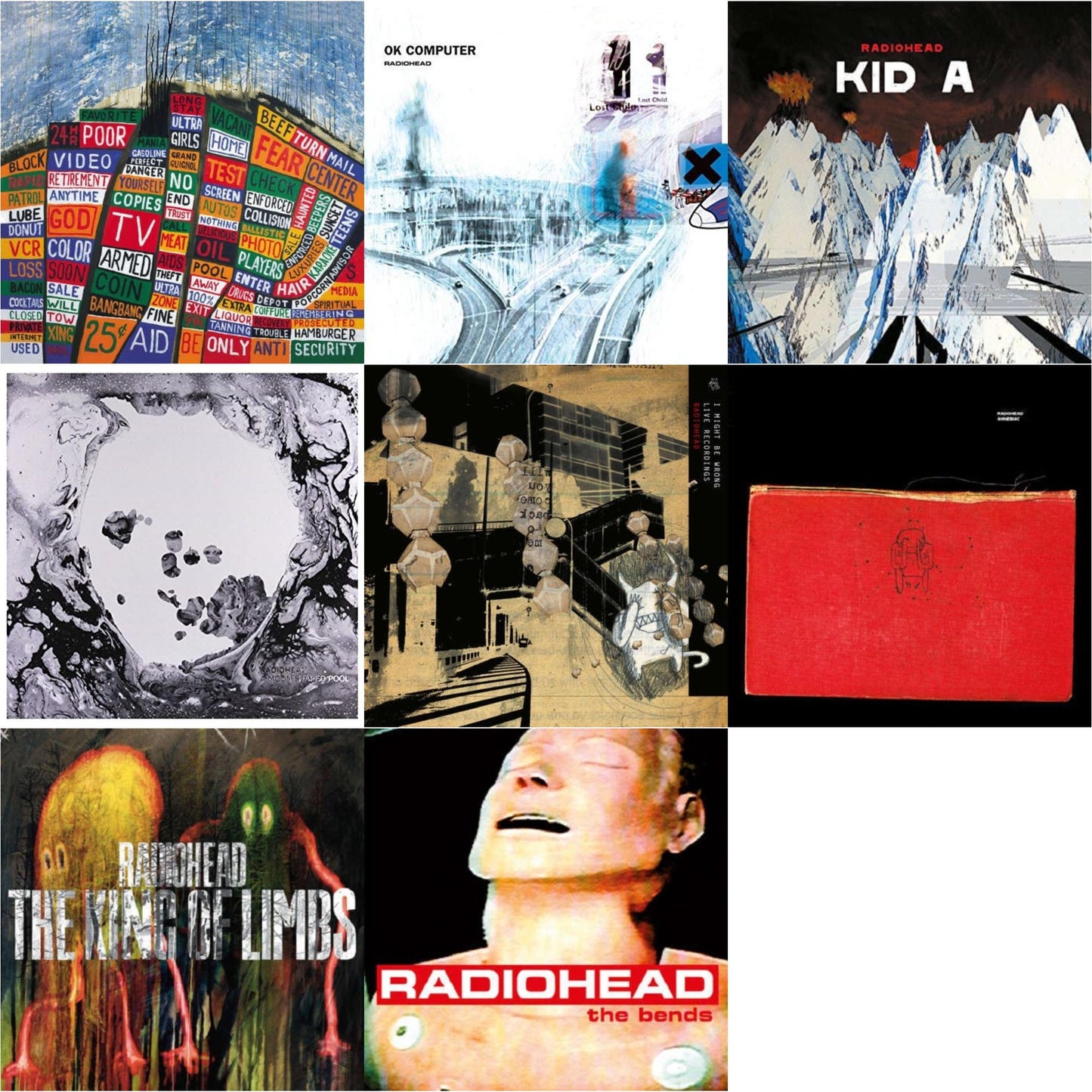 Radiohead - Bends (180G) & Ok Computer (2LP/180G) & Kid A (2LP/180G) & Amnesiac (2LP/180G) & I Might Be Wrong & Hail To The Thief (2LP/45 RPM/180G) & King Of Limbs (180G) & Moon Shaped Pool (Foil Gatefold Cover)