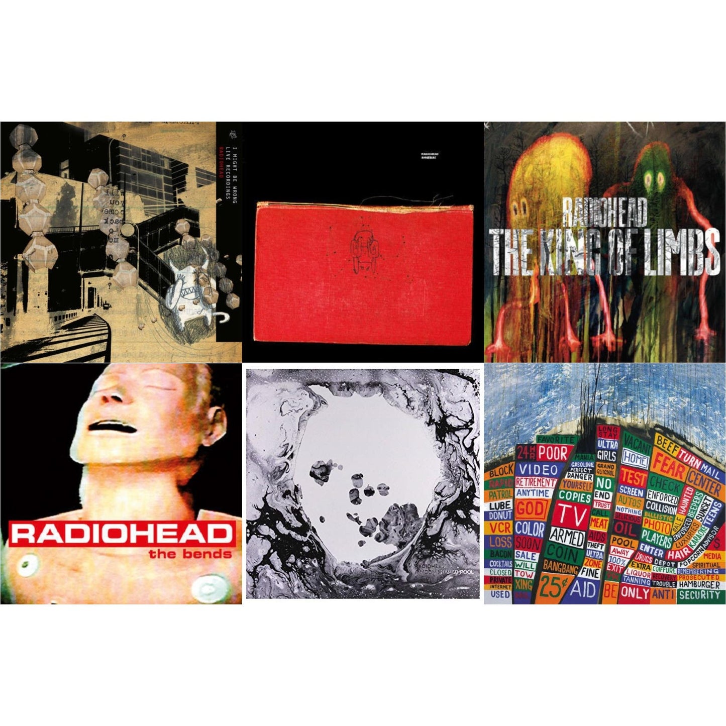 Radiohead - Bends (180G) & Amnesiac (2LP/180G) & I Might Be Wrong & Hail To The Thief (2LP/45 RPM/180G) & King Of Limbs (180G) & Moon Shaped Pool (Foil Gatefold Cover)