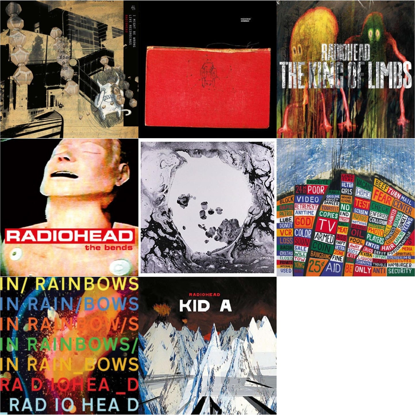 Radiohead - In Rainbows (180G) & Bends (180G) & Kid A (2LP/180G) & Amnesiac (2LP/180G) & I Might Be Wrong & Hail To The Thief (2LP/45 RPM/180G) & King Of Limbs (180G) & Moon Shaped Pool (Foil Gatefold Cover)