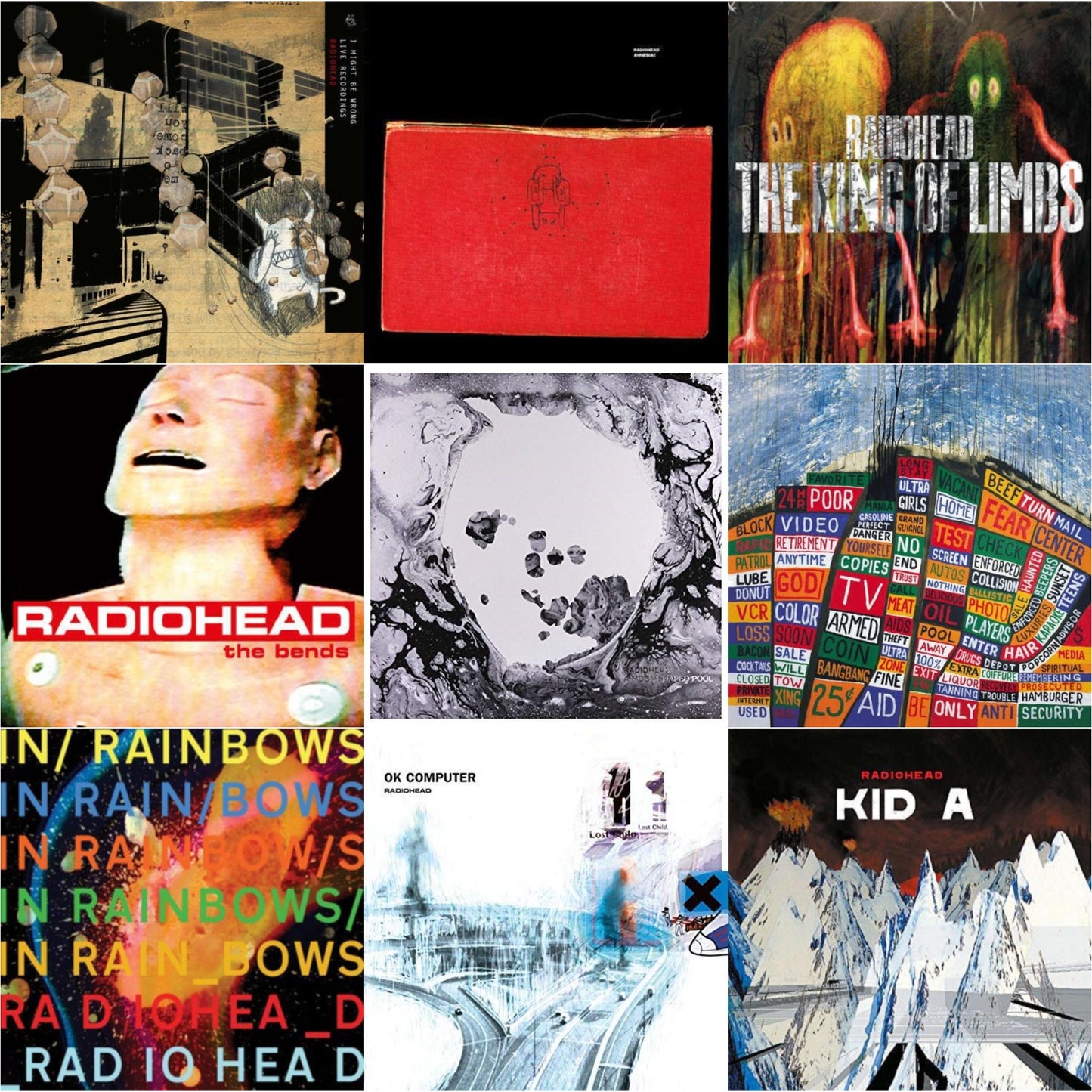 Radiohead - In Rainbows (180G) & Bends (180G) & Ok Computer (2LP/180G) & Kid A (2LP/180G) & Amnesiac (2LP/180G) & I Might Be Wrong & Hail To The Thief (2LP/45 RPM/180G) & King Of Limbs (180G) & Moon Shaped Pool (Foil Gatefold Cover)