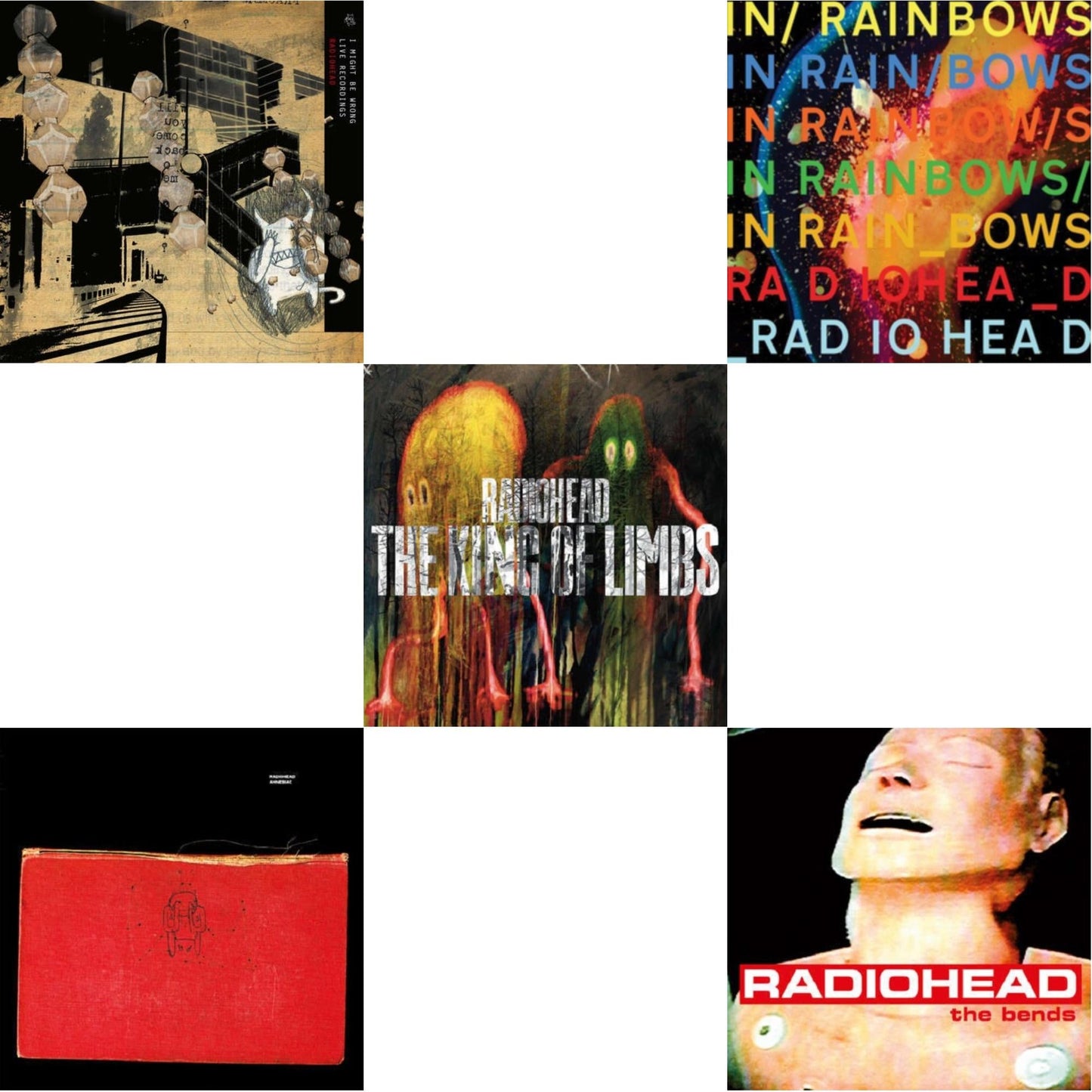 Radiohead - In Rainbows (180G) & Bends (180G) & Amnesiac (2LP/180G) & I Might Be Wrong & King Of Limbs (180G)