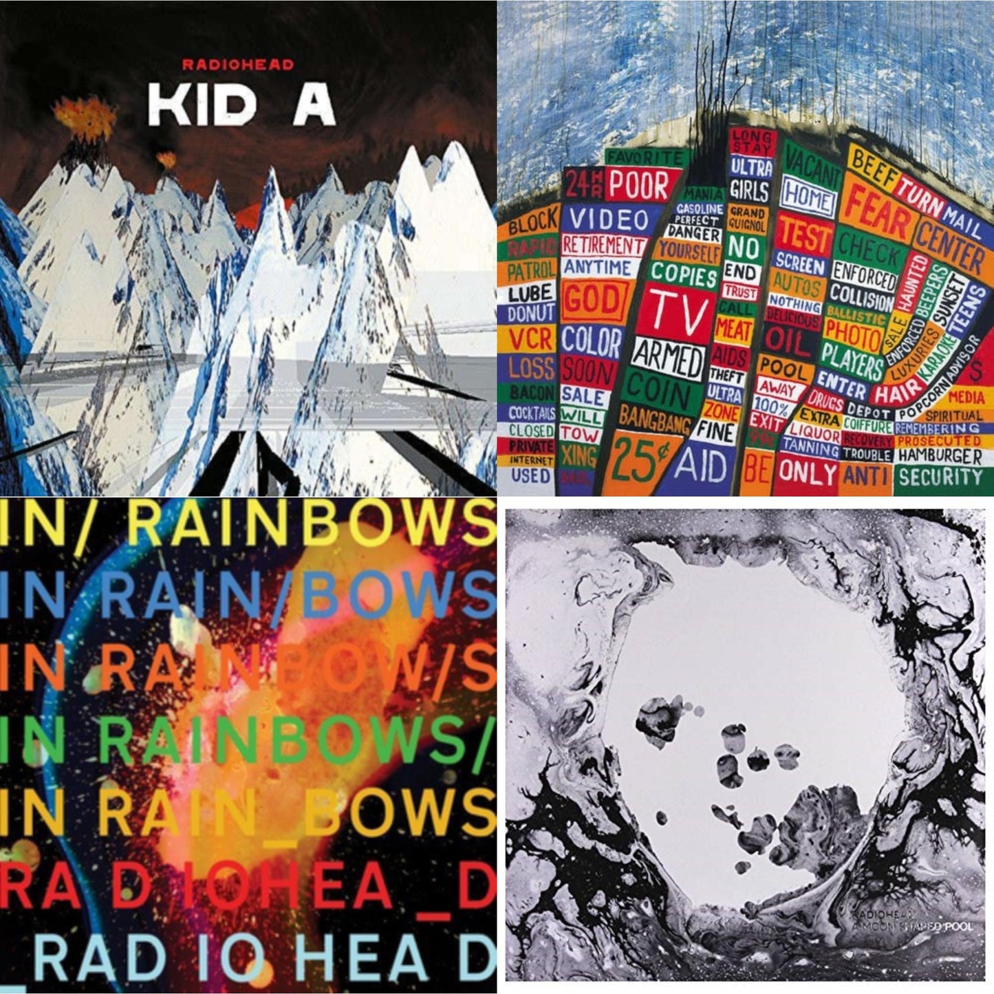 Radiohead - In Rainbows (180G) & Kid A (2LP/180G) & Hail To The Thief (2LP/45 RPM/180G) & Moon Shaped Pool (Foil Gatefold Cover)