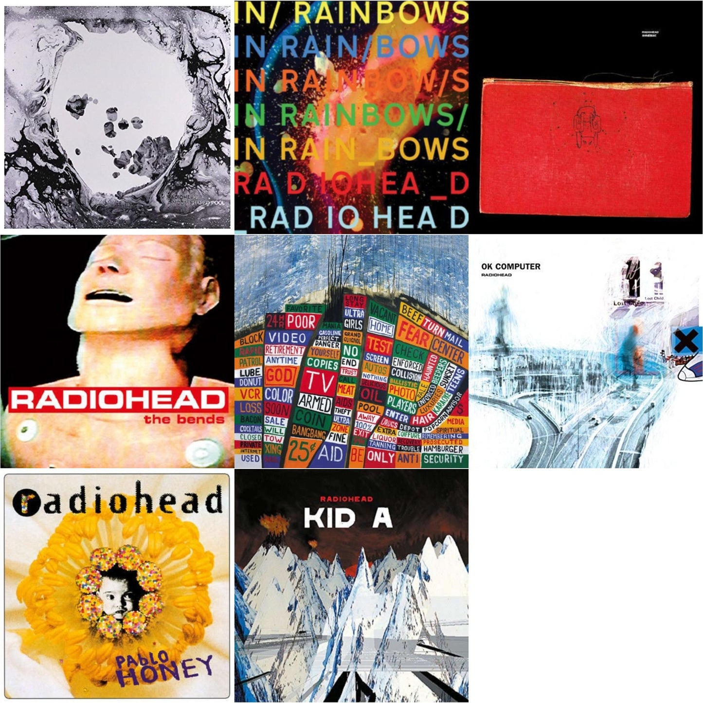 Radiohead - In Rainbows (180G) & Pablo Honey (180G) & Bends (180G) & Ok Computer (2LP/180G) & Kid A (2LP/180G) & Amnesiac (2LP/180G) & Hail To The Thief (2LP/45 RPM/180G) & Moon Shaped Pool (Foil Gatefold Cover)