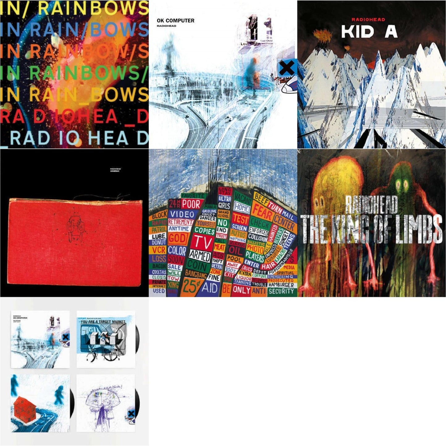 Radiohead - In Rainbows (180G) & Ok Computer (2LP/180G) & Kid A (2LP/180G) & Amnesiac (2LP/180G) & Hail To The Thief (2LP/45 RPM/180G) & King Of Limbs (180G) & Ok Computer Oknotok (3LP/180G)