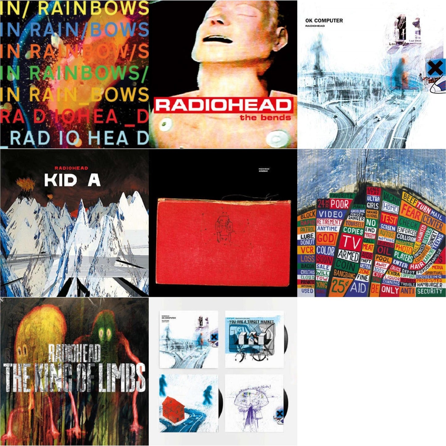 Radiohead - In Rainbows (180G) & Bends (180G) & Ok Computer (2LP/180G) & Kid A (2LP/180G) & Amnesiac (2LP/180G) & Hail To The Thief (2LP/45 RPM/180G) & King Of Limbs (180G) & Ok Computer Oknotok (3LP/180G)