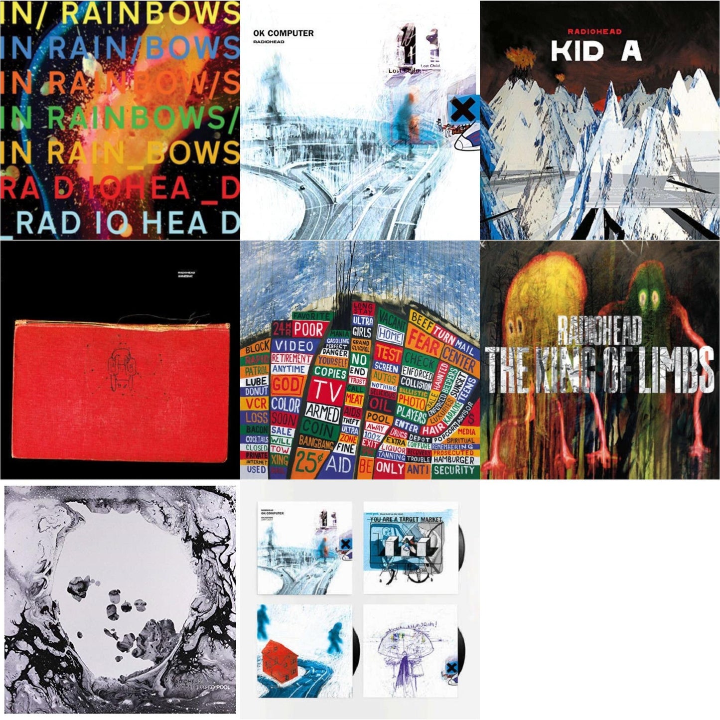 Radiohead - In Rainbows (180G) & Ok Computer (2LP/180G) & Kid A (2LP/180G) & Amnesiac (2LP/180G) & Hail To The Thief (2LP/45 RPM/180G) & King Of Limbs (180G) & Moon Shaped Pool (Foil Gatefold Cover) & Ok Computer Oknotok (3LP/180G)