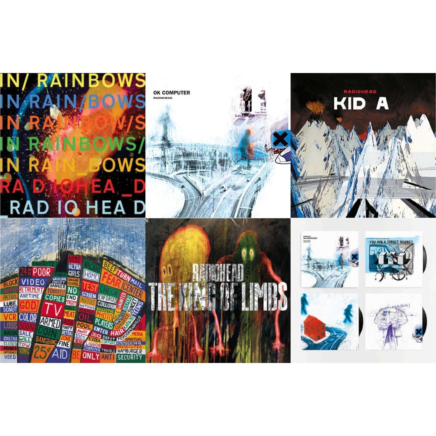 Radiohead - In Rainbows (180G) & Ok Computer (2LP/180G) & Kid A (2LP/180G) & Hail To The Thief (2LP/45 RPM/180G) & King Of Limbs (180G) & Ok Computer Oknotok (3LP/180G)