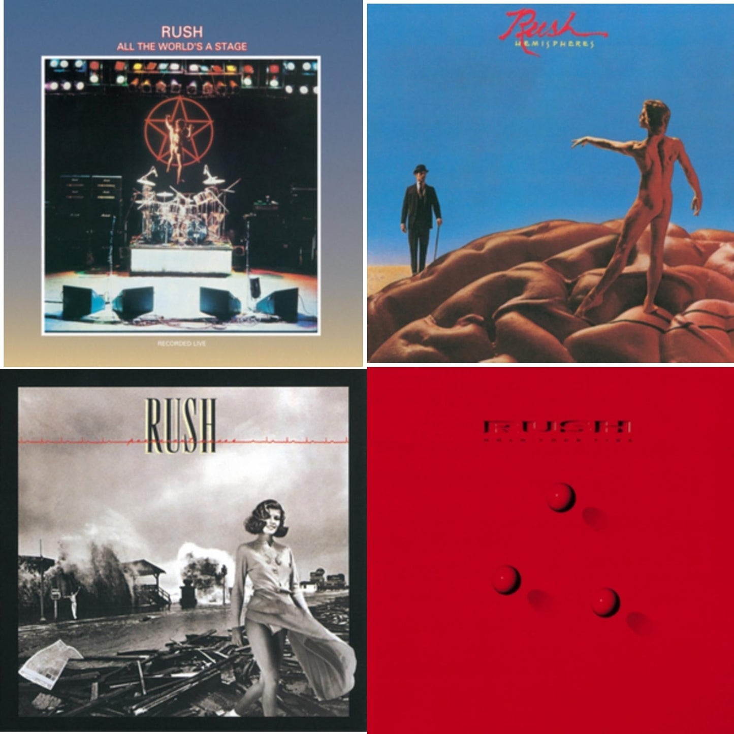 Rush - All The World's A Stage (180G) & Hemispheres (180G) & Permanent Waves (180G) & Hold Your Fire (180G) - LP Vinyl Bundle