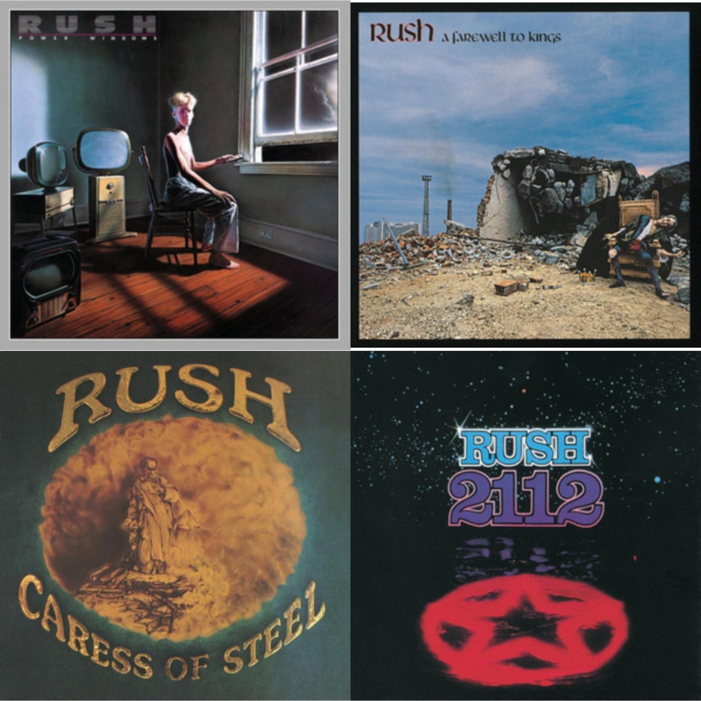 Rush - Caress Of Steel (180G/Dl Card) & 2112 (180G) & Farewell To Kings (180G) & Power Windows (180G) - LP Vinyl Bundle