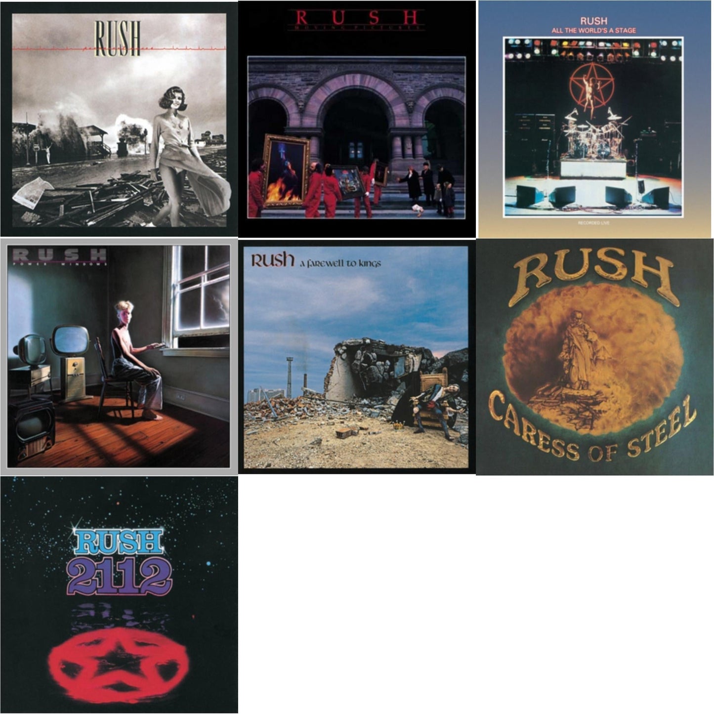 Rush - Caress Of Steel (180G/Dl Card) & All The World's A Stage (180G) & 2112 (180G) & Farewell To Kings (180G) & Permanent Waves (180G) & Moving Pictures (180G LP Vinyl/Dl Card) & Power Windows (180G)