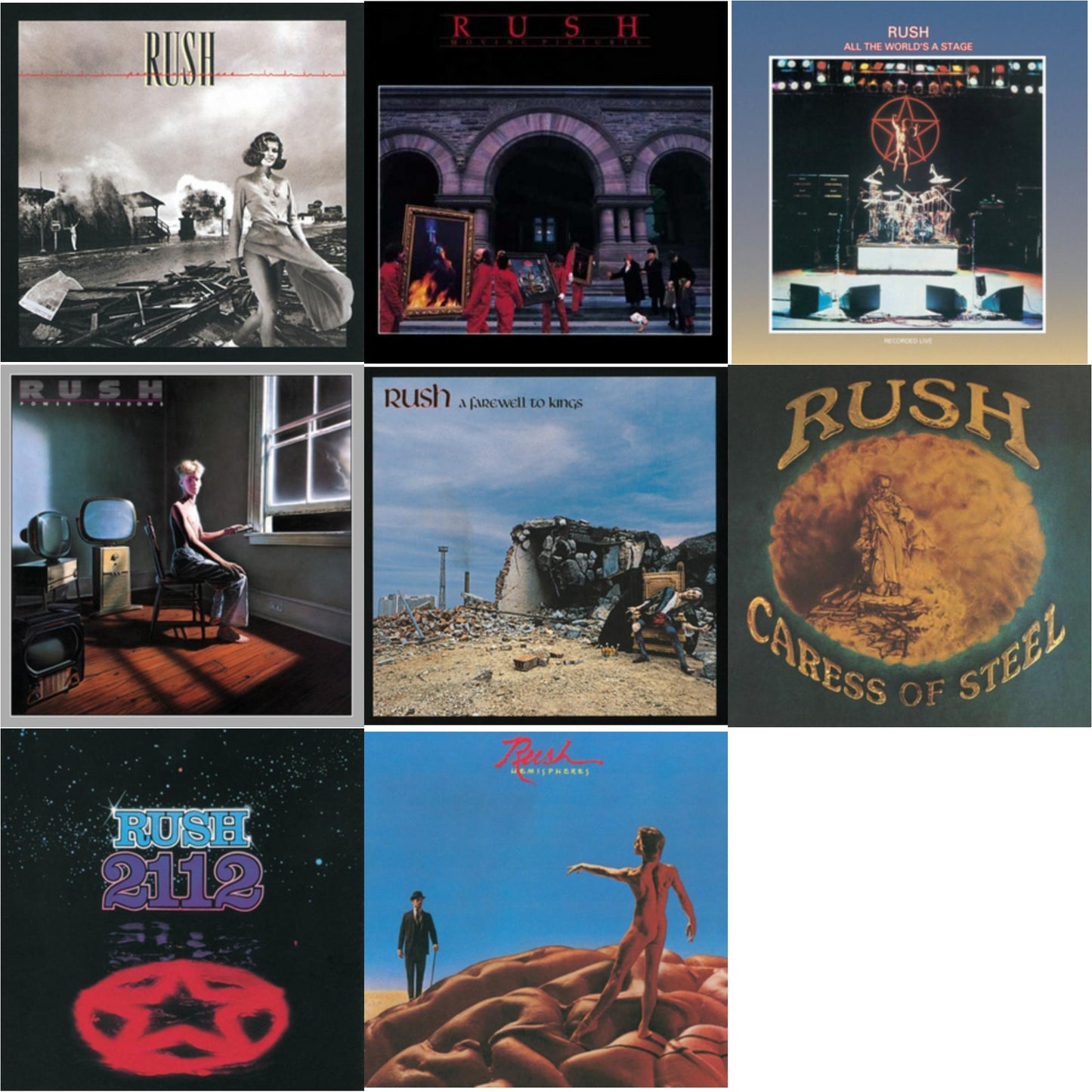 Rush - Caress Of Steel (180G/Dl Card) & All The World's A Stage (180G) & 2112 (180G) & Farewell To Kings (180G) & Hemispheres (180G) & Permanent Waves (180G) & Moving Pictures (180G LP Vinyl/Dl Card) & Power Windows (180G)