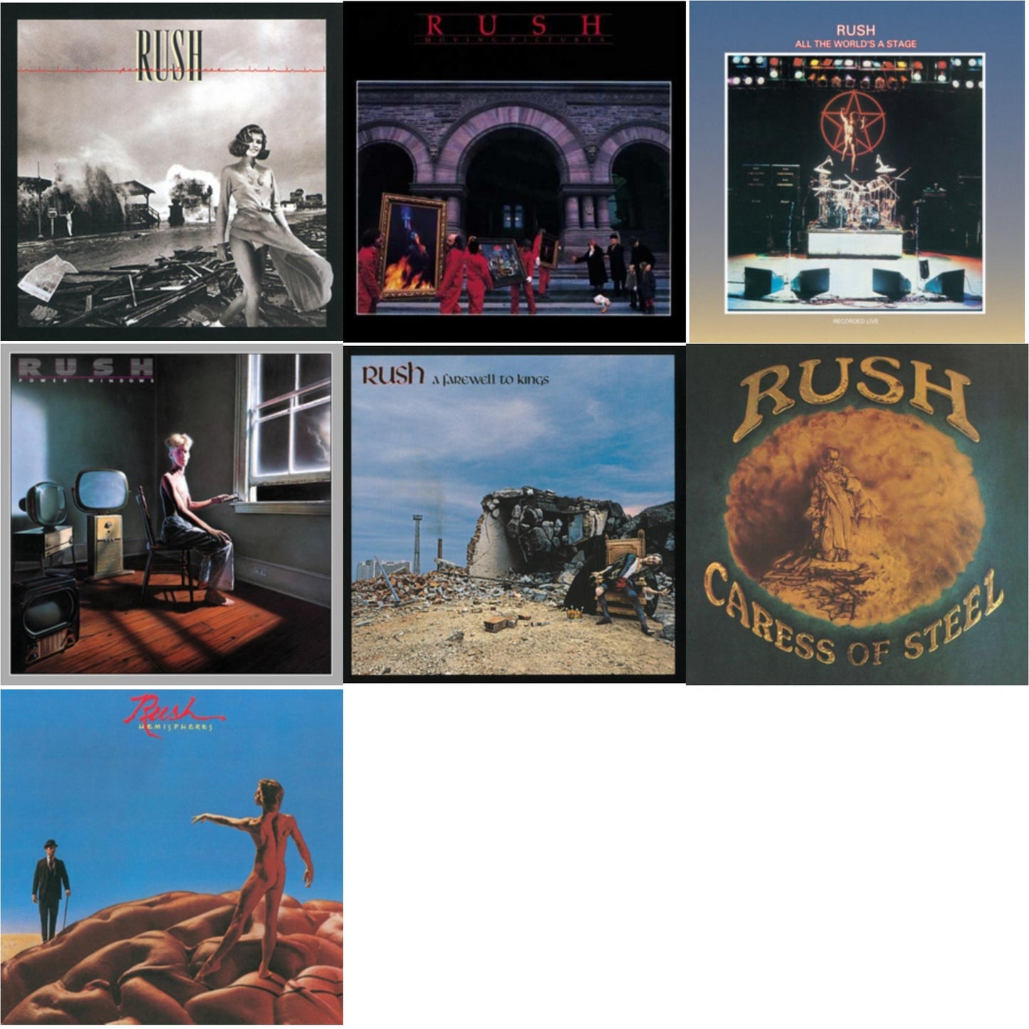 Rush - Caress Of Steel (180G/Dl Card) & All The World's A Stage (180G) & Farewell To Kings (180G) & Hemispheres (180G) & Permanent Waves (180G) & Moving Pictures (180G LP Vinyl/Dl Card) & Power Windows (180G)