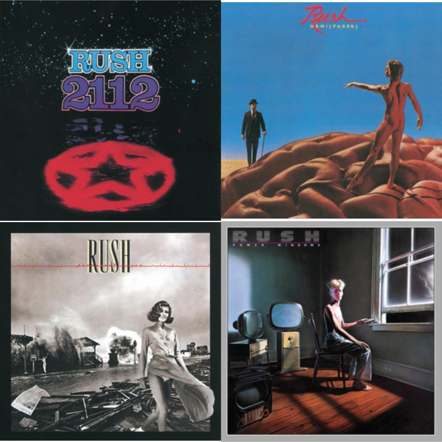 Rush - 2112 (180G) & Hemispheres (180G) & Permanent Waves (180G) & Power Windows (180G) - LP Vinyl Bundle