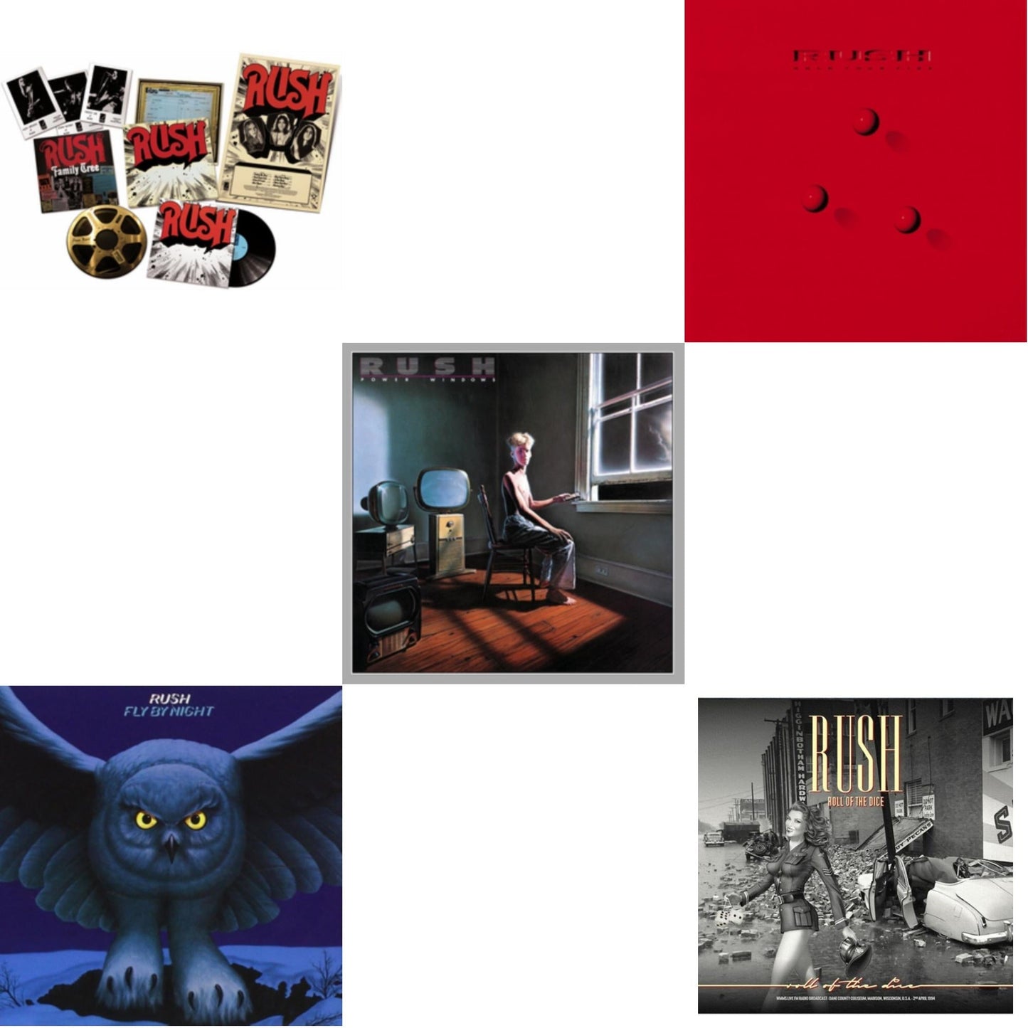Rush - Rush (Rediscovered LP Box) (180G) & Fly By Night (180G) & Power Windows (180G) & Hold Your Fire (180G) & Roll Of The Dice