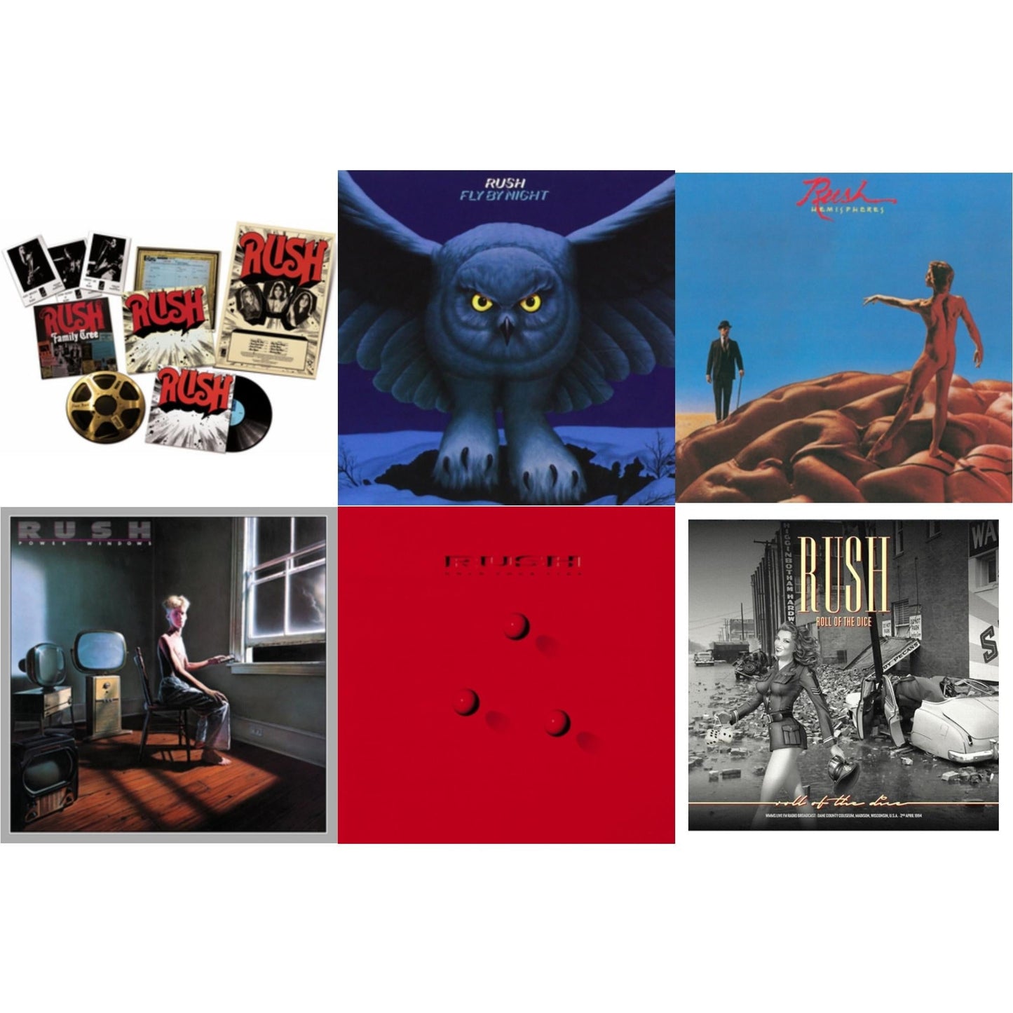 Rush - Rush (Rediscovered LP Box) (180G) & Fly By Night (180G) & Hemispheres (180G) & Power Windows (180G) & Hold Your Fire (180G) & Roll Of The Dice