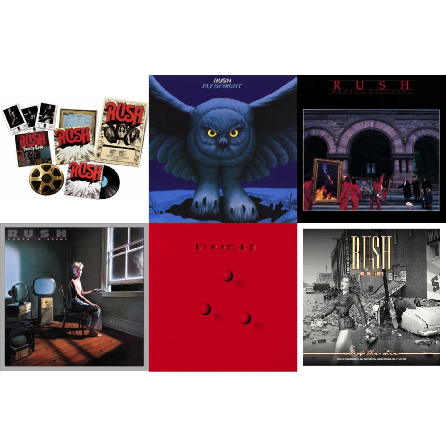 Rush - Rush (Rediscovered LP Box) (180G) & Fly By Night (180G) & Moving Pictures (180G LP Vinyl/Dl Card) & Power Windows (180G) & Hold Your Fire (180G) & Roll Of The Dice