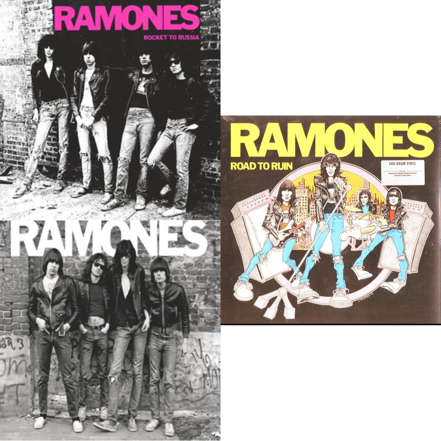 Ramones - Rocket To Russia (Remastered) & Ramones (Remastered) & Road To Ruin (Remastered) - LP Vinyl Bundle