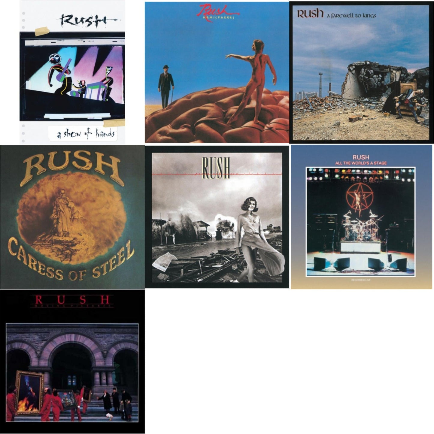 Rush - Caress Of Steel (180G/Dl Card) & All The World's A Stage (180G) & Farewell To Kings (180G) & Hemispheres (180G) & Permanent Waves (180G) & Moving Pictures (180G LP Vinyl/Dl Card) & Show Of Hands (180G)