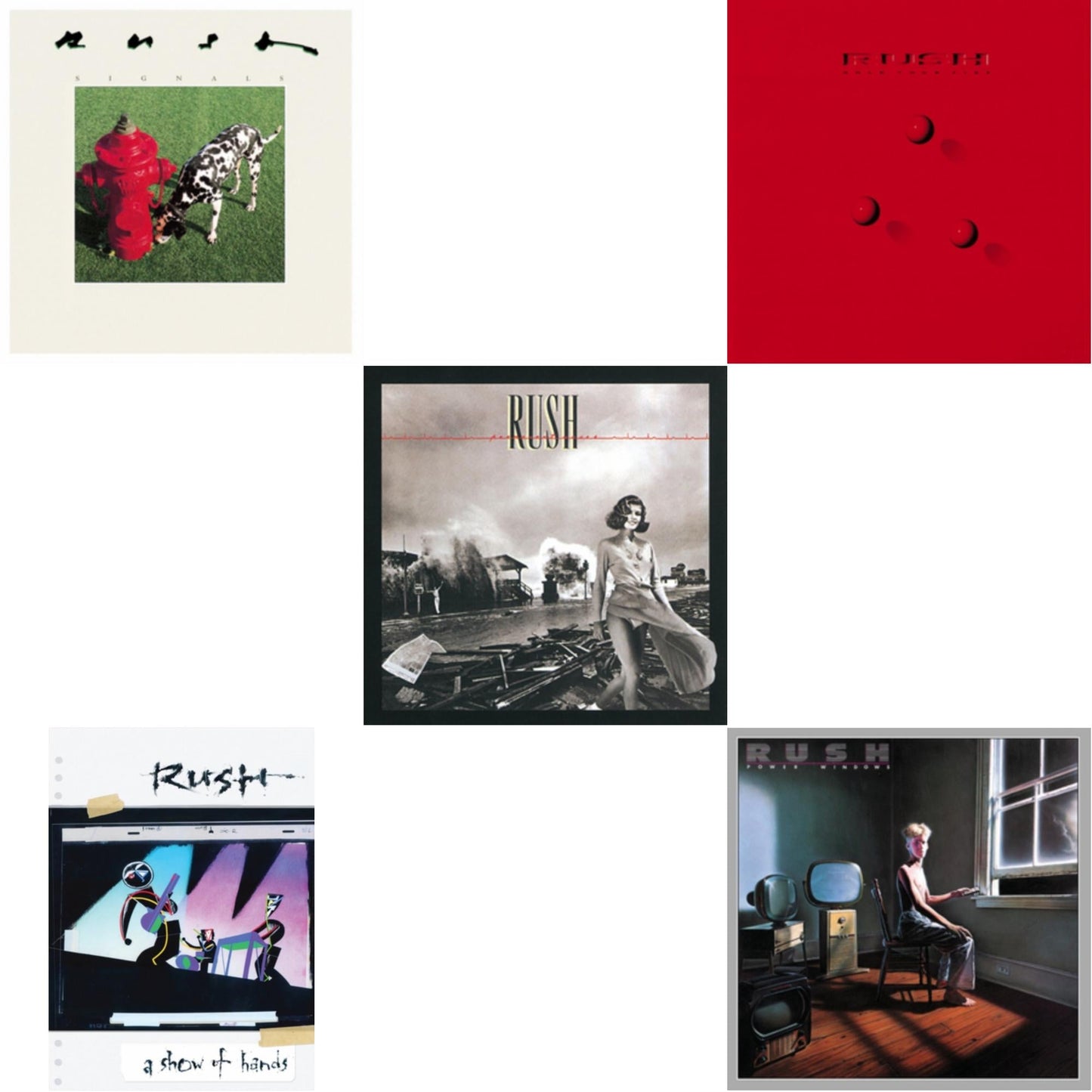 Rush - Permanent Waves (180G) & Signals (180G) & Power Windows (180G) & Hold Your Fire (180G) & Show Of Hands (180G) - LP Vinyl Bundle