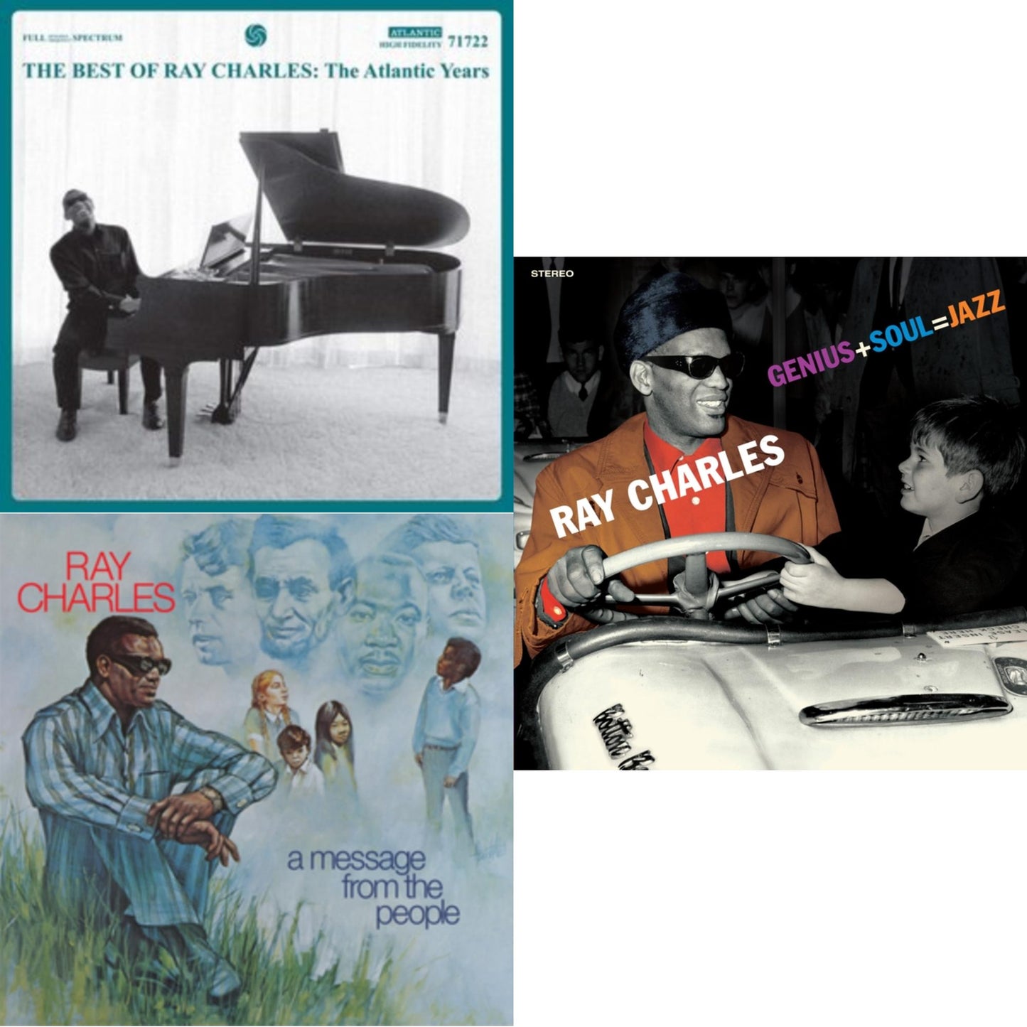 Ray Charles - Best Of Ray Charles: The Atlantic Years (2LP/White Vinyl) & Message From The People (140G) & Genius + Soul = Jazz (Orange LP Vinyl)