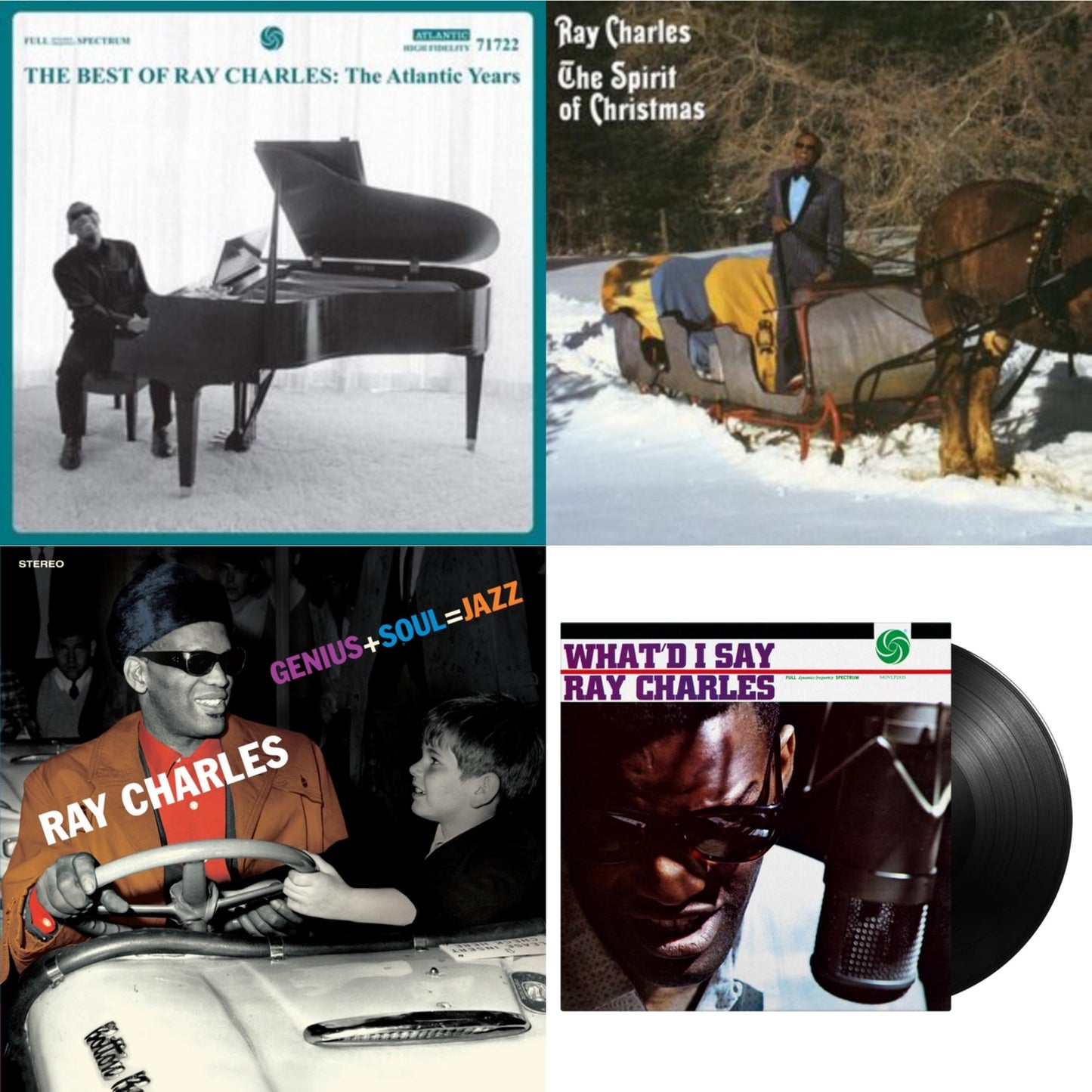 Ray Charles - Best Of Ray Charles: The Atlantic Years (2LP/White Vinyl) & Spirit Of Christmas & Genius + Soul = Jazz (Orange LP Vinyl) & What'd I Say (180G)