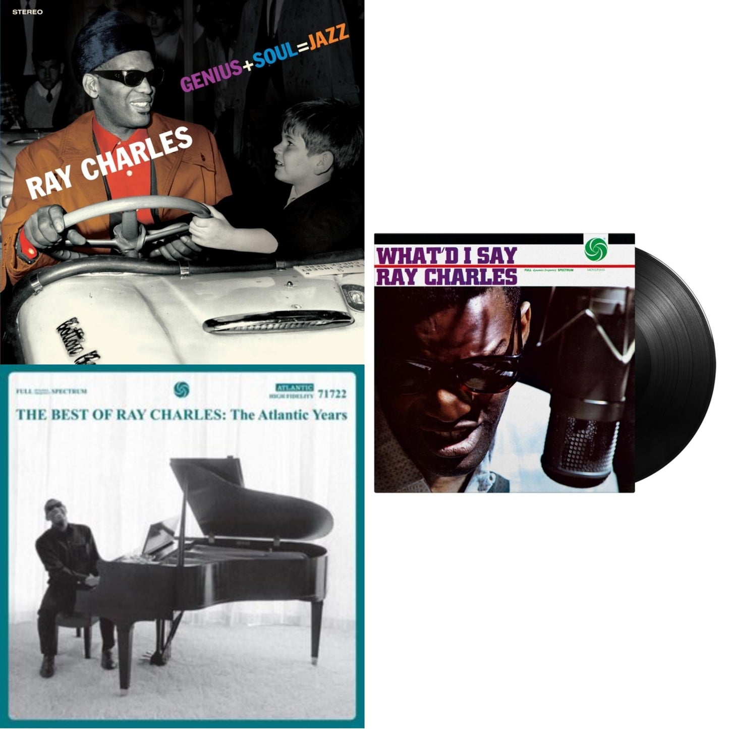 Ray Charles - Best Of Ray Charles: The Atlantic Years (2LP/White Vinyl) & Genius + Soul = Jazz (Orange LP Vinyl) & What'd I Say (180G)