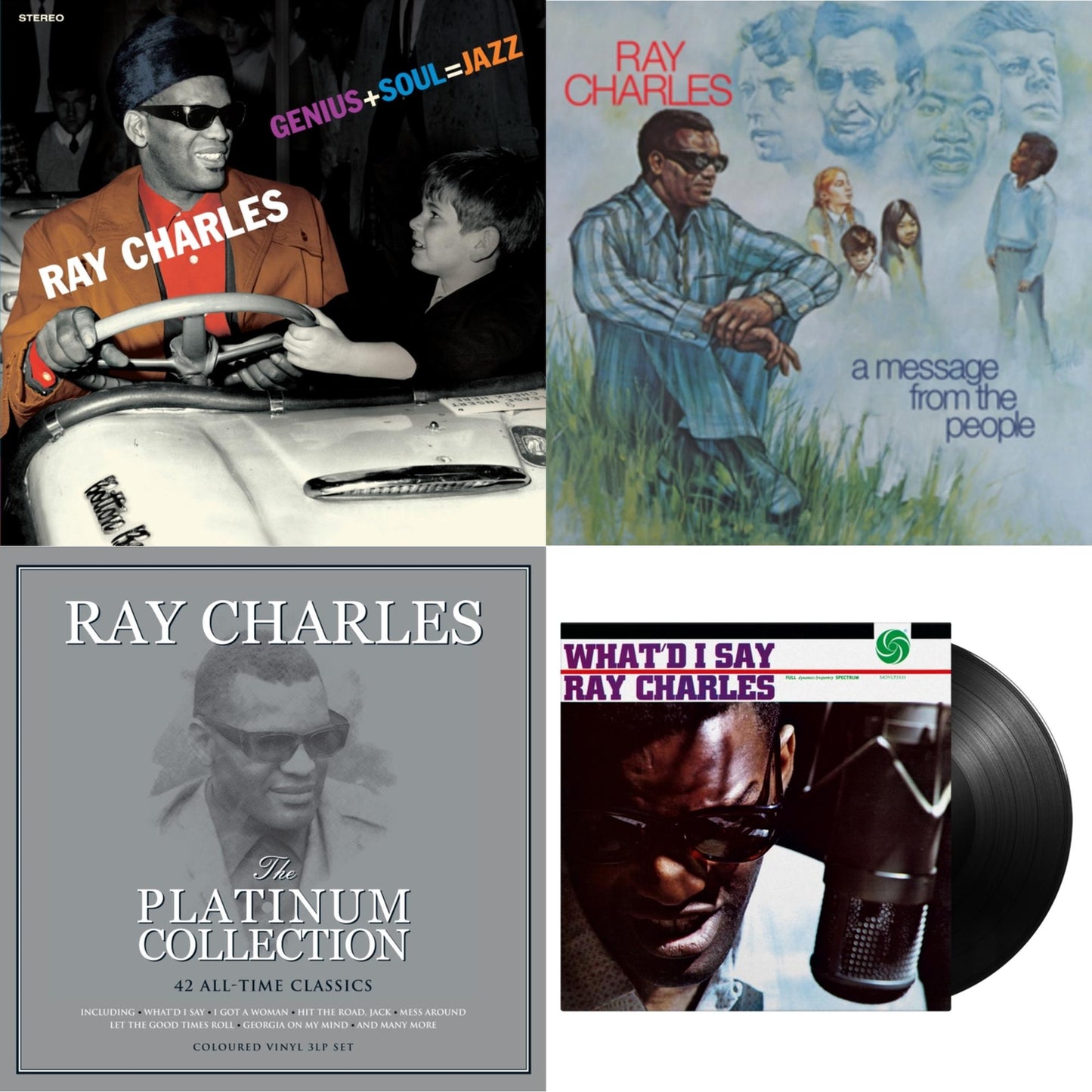 Ray Charles - Platinum Collection (White LP Vinyl) & Message From The People (140G) & Genius + Soul = Jazz (Orange LP Vinyl) & What'd I Say (180G)