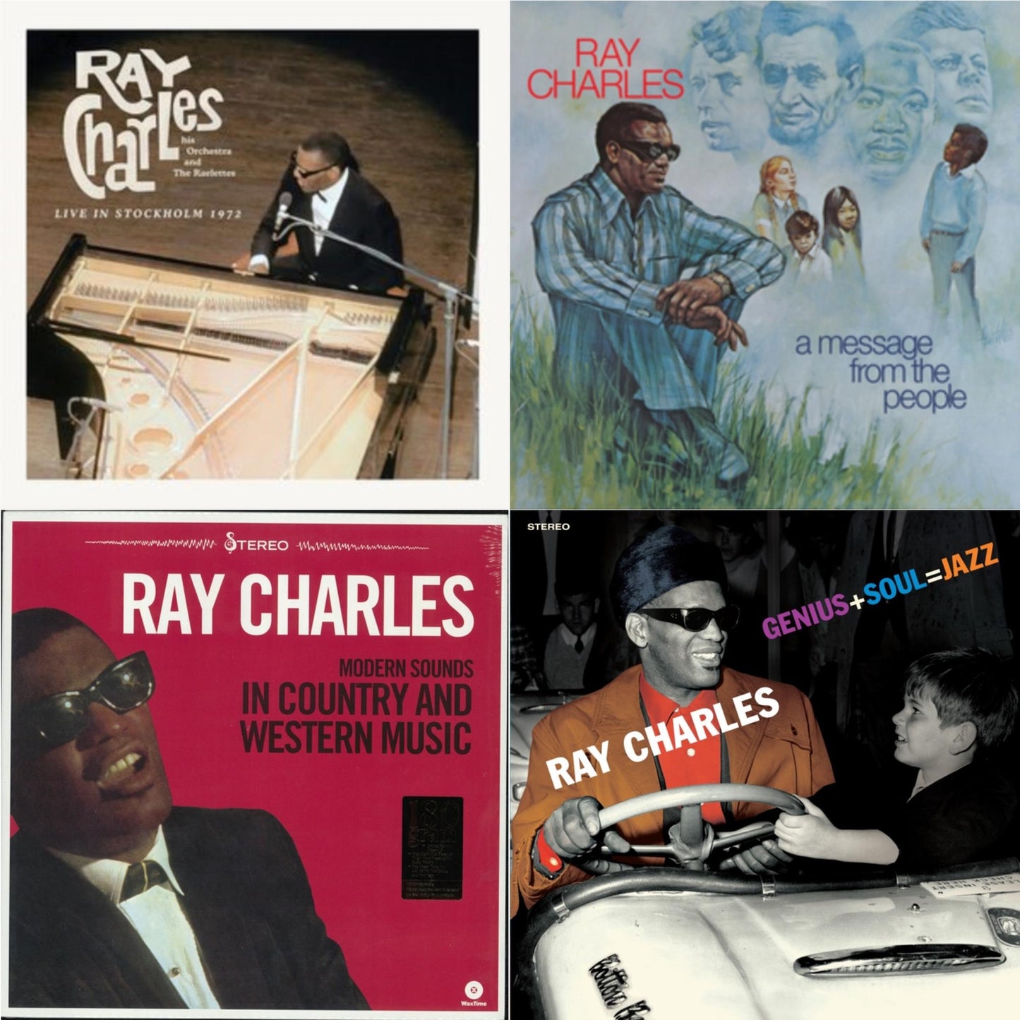 Ray Charles - Live In Stockholm 1972 (140G) & Message From The People (140G) & Modern Sounds In Country & Western Music Vol.1 & Genius + Soul = Jazz (Orange LP Vinyl)