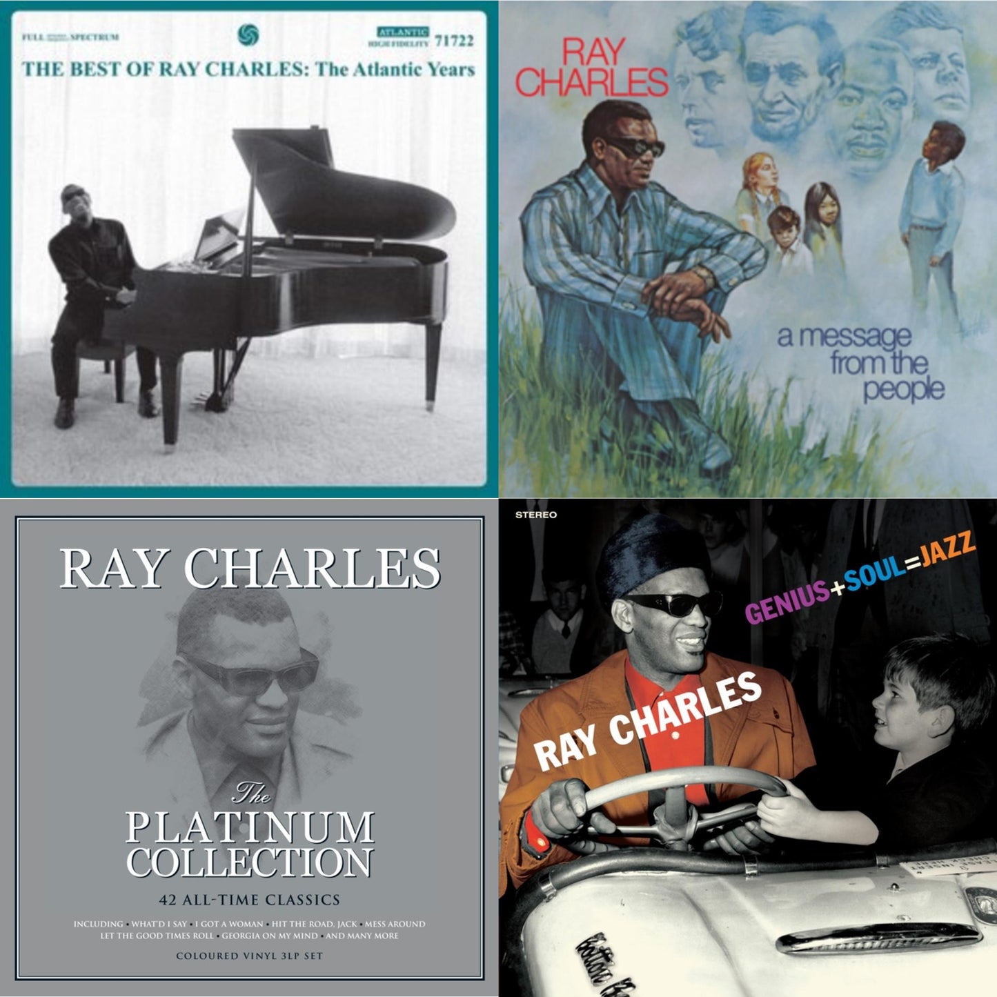 Ray Charles - Platinum Collection (White LP Vinyl) & Best Of Ray Charles: The Atlantic Years (2LP/White Vinyl) & Message From The People (140G) & Genius + Soul = Jazz (Orange LP Vinyl)