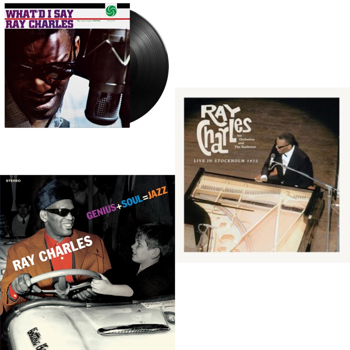 Ray Charles - Live In Stockholm 1972 (140G) & Genius + Soul = Jazz (Orange LP Vinyl) & What'd I Say (180G)