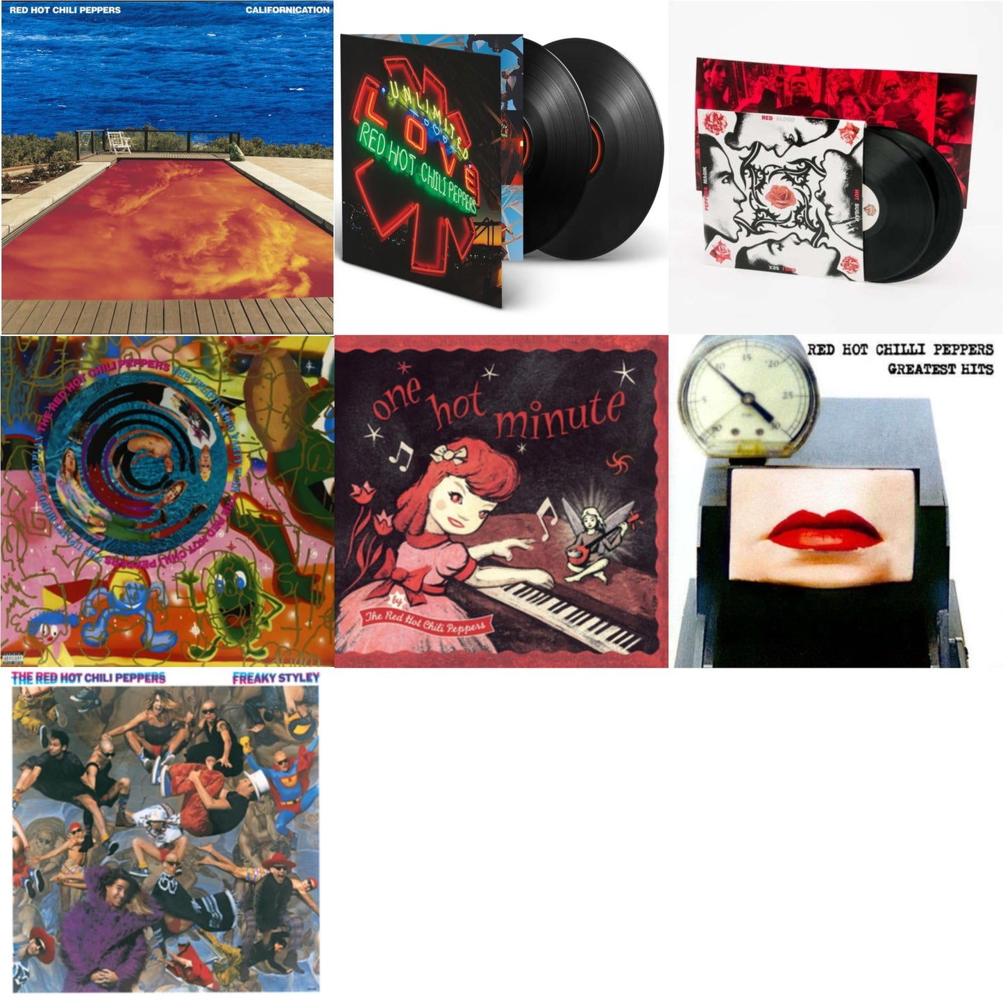 Red Hot Chili Peppers - Californication (2LP/180G) & Greatest Hits (X) & Unlimited Love (Deluxe/2LP) & One Hot Minute & Blood Sugar Sex Magik & Freaky Styley & Uplift Mofo Party Plan