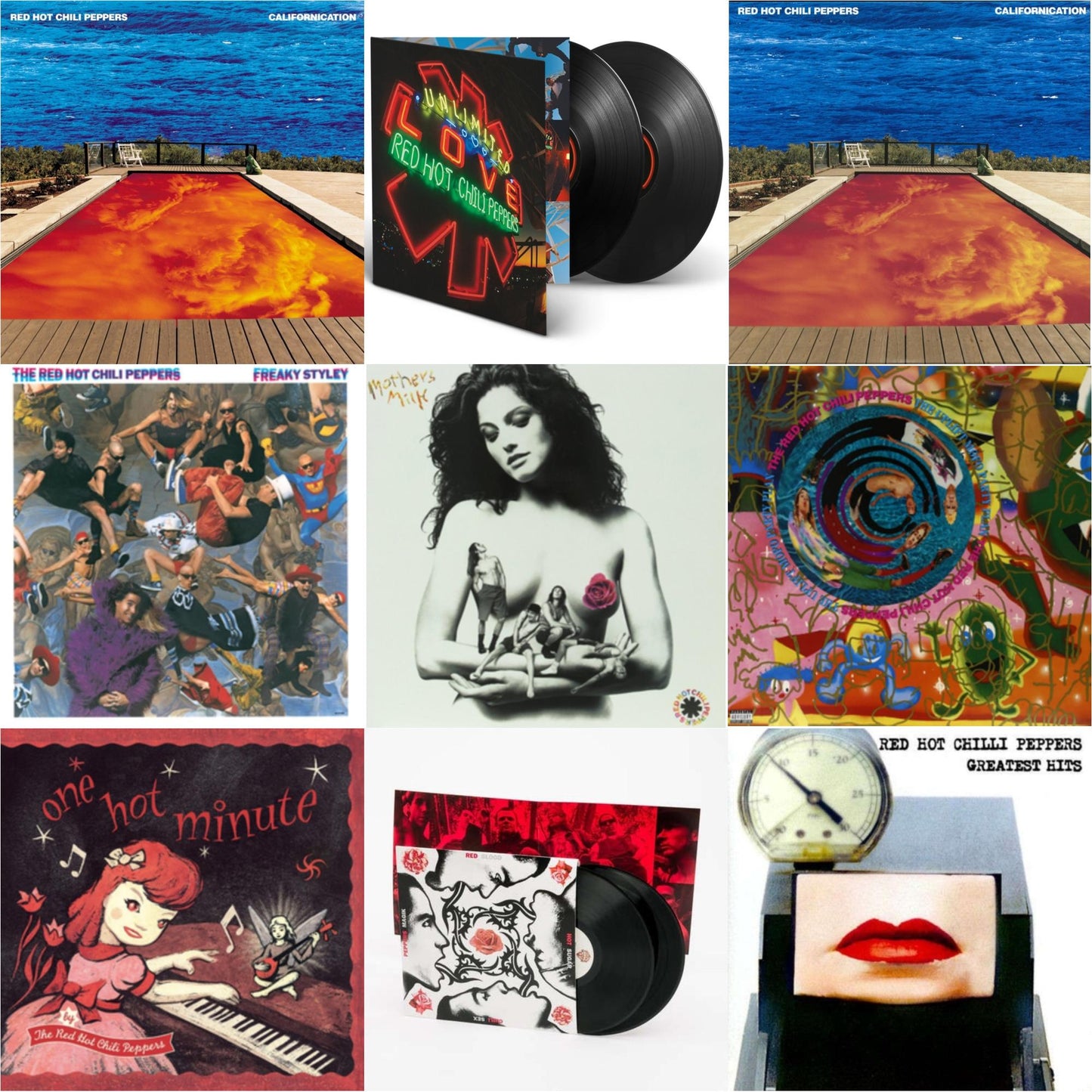 Red Hot Chili Peppers - Californication (2LP/180G) & Californication (2LP/Red & Blue Vinyl) & Greatest Hits (X) & Unlimited Love (Deluxe/2LP) & One Hot Minute & Blood Sugar Sex Magik & Freaky Styley & Mother's Milk & Uplift Mofo Party Plan