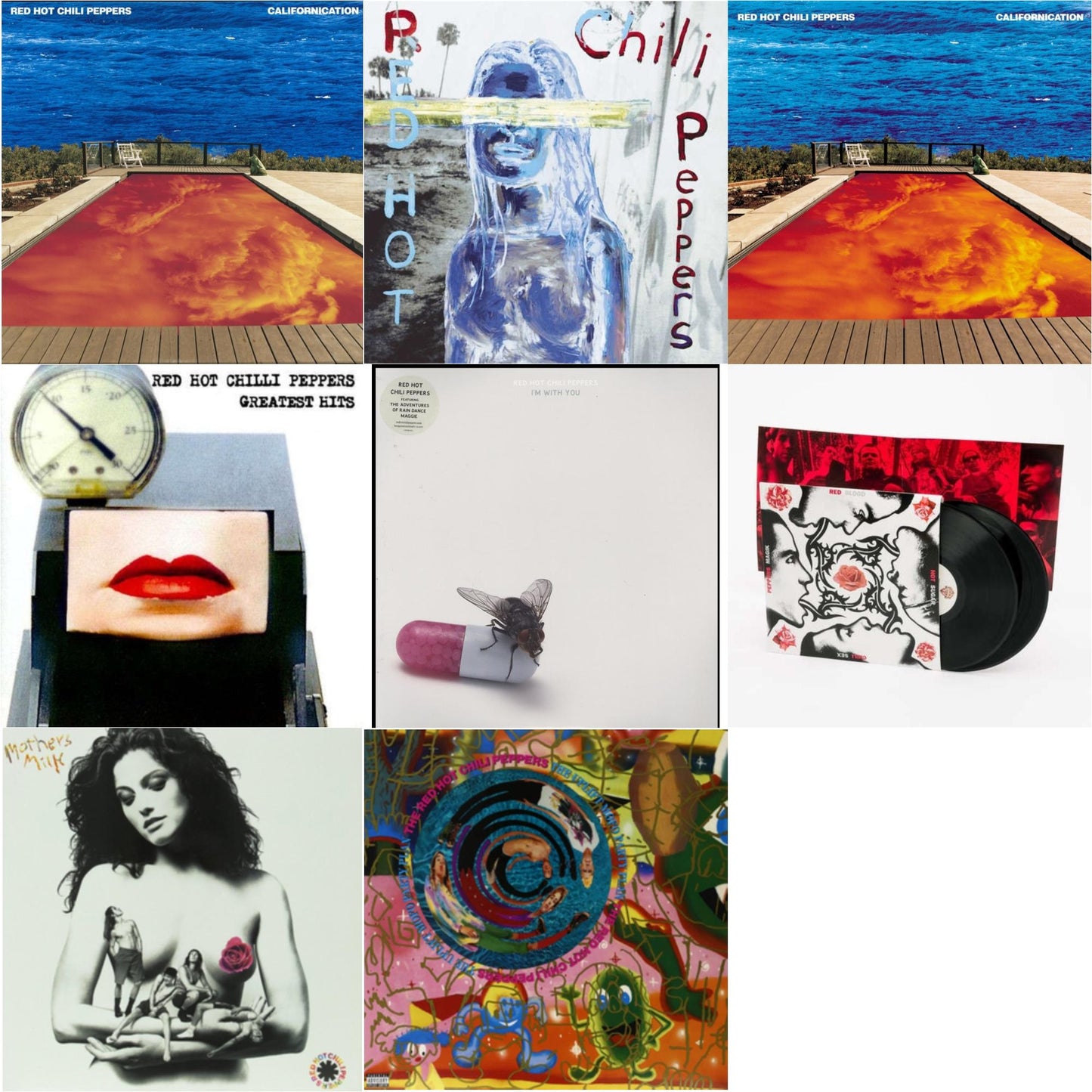 Red Hot Chili Peppers - Californication (2LP/180G) & By The Way & Californication (2LP/Red & Blue Vinyl) & Greatest Hits (X) & I'm With You & Blood Sugar Sex Magik & Mother's Milk & Uplift Mofo Party Plan