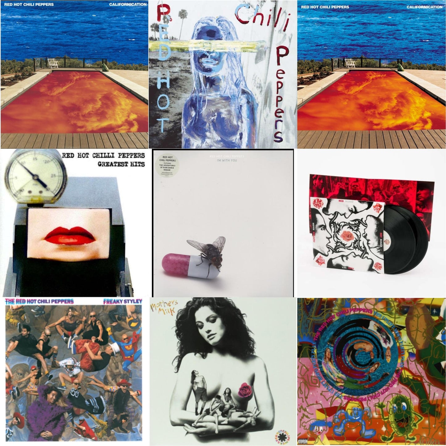 Red Hot Chili Peppers - Californication (2LP/180G) & By The Way & Californication (2LP/Red & Blue Vinyl) & Greatest Hits (X) & I'm With You & Blood Sugar Sex Magik & Freaky Styley & Mother's Milk & Uplift Mofo Party Plan