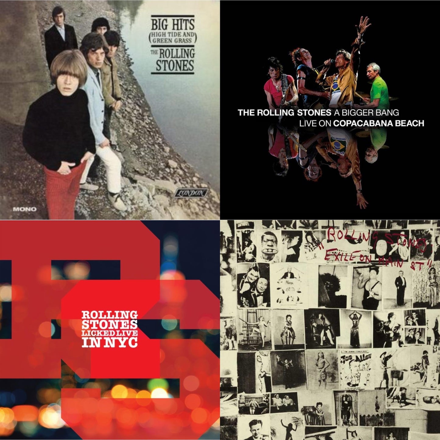 Rolling Stones - Big Hits (High Tide Green Grass LP Vinyl) & Bigger Bang Live On Copacabana Beach (Multi Color Vinyl/3LP) & Licked Live In Nyc (White Vinyl/3LP) & Exile On Main Street (2LP)