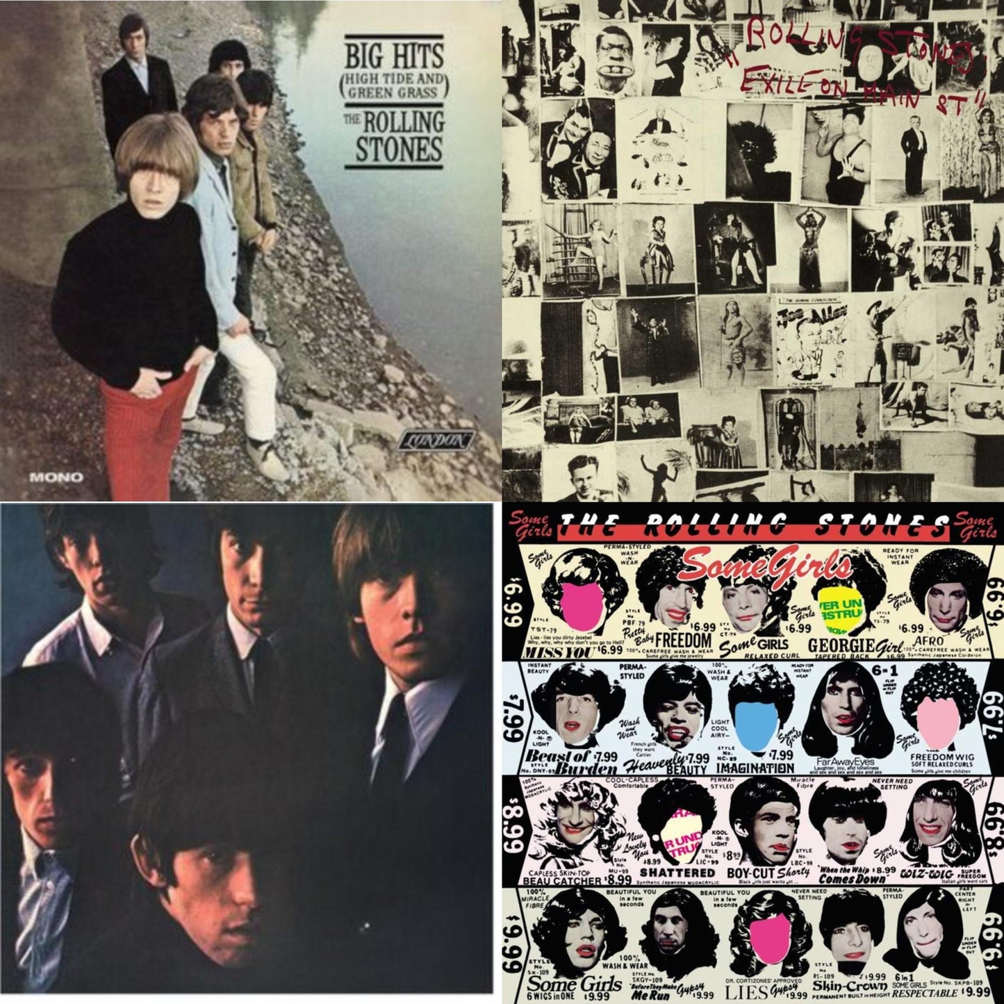Rolling Stones - Rolling Stones No.2 (180G) & Big Hits (High Tide Green Grass LP Vinyl) & Exile On Main Street (2LP) & Some Girls