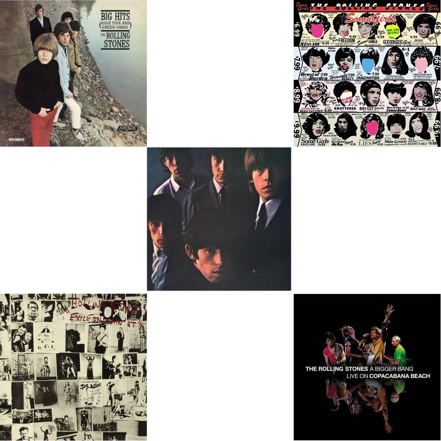 Rolling Stones - Rolling Stones No.2 (180G) & Big Hits (High Tide Green Grass LP Vinyl) & Bigger Bang Live On Copacabana Beach (Multi Color Vinyl/3LP) & Exile On Main Street (2LP) & Some Girls