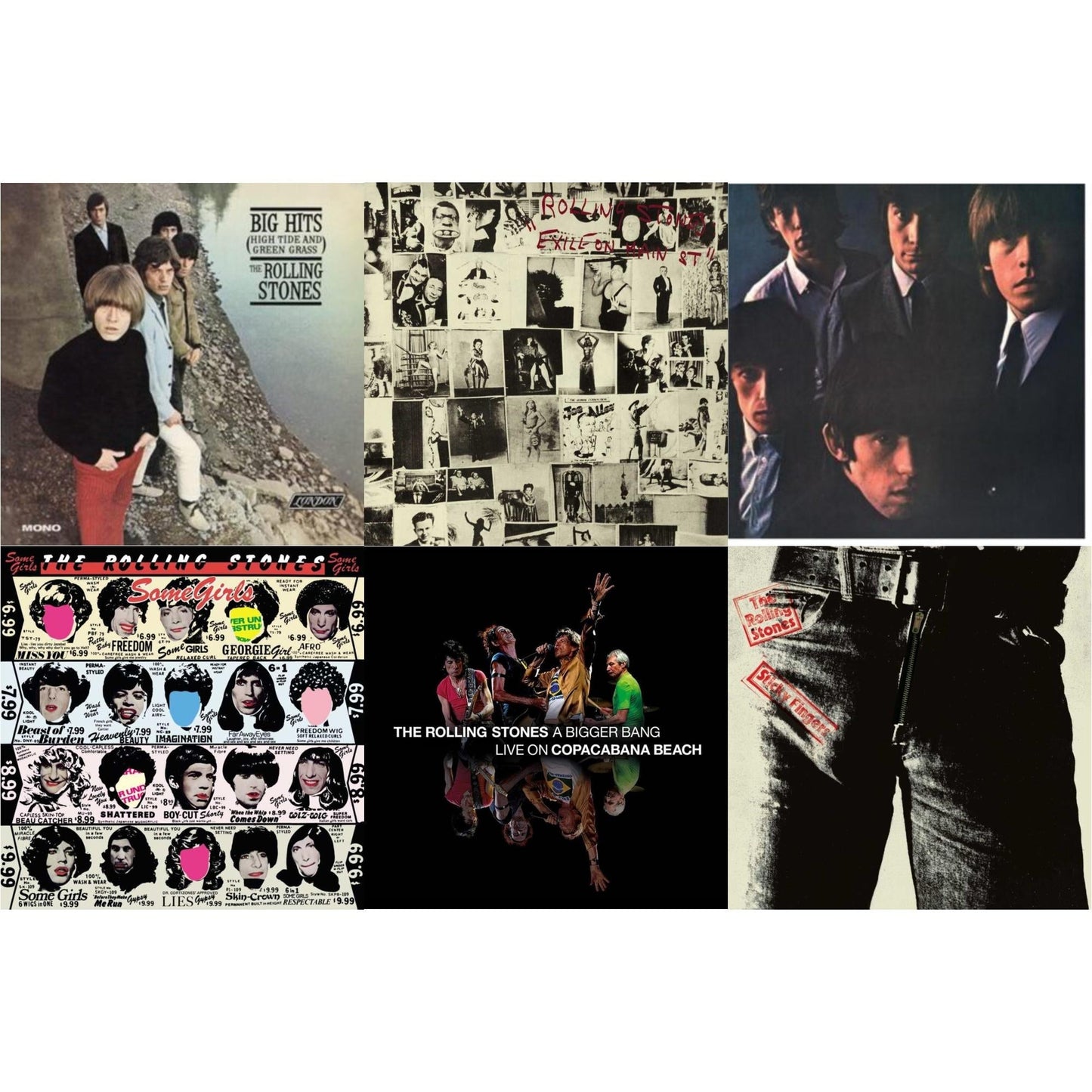 Rolling Stones - Rolling Stones No.2 (180G) & Big Hits (High Tide Green Grass LP Vinyl) & Bigger Bang Live On Copacabana Beach (Multi Color Vinyl/3LP) & Sticky Fingers & Exile On Main Street (2LP) & Some Girls